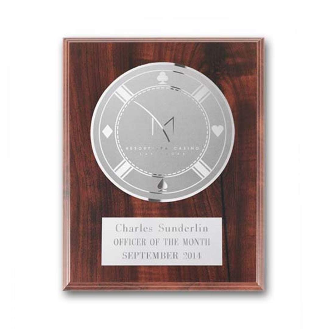 Etch/Frosted Plaq - Walnut Finish/Silver 7