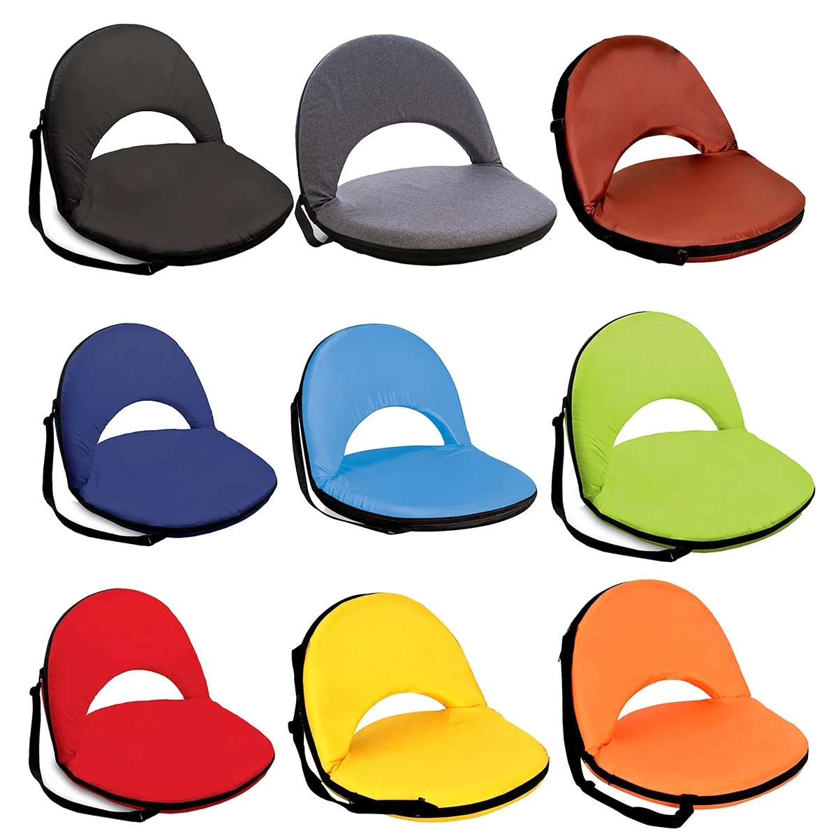 Portable Multi-Fold Padded Floor Chair With Back Support 3