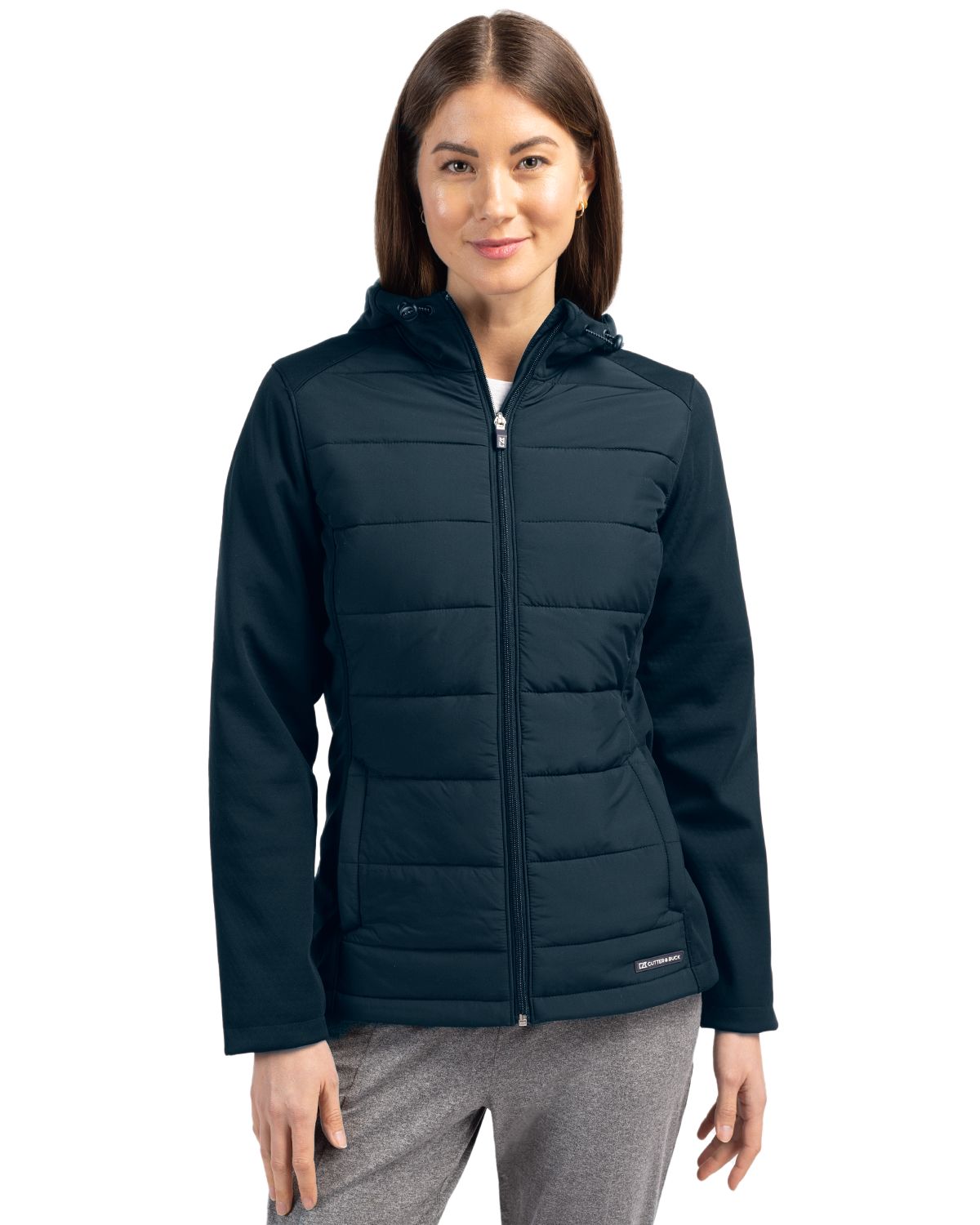 Cutter & Buck Evoke Recycled Honeycomb Fleece Womens Hybrid Full Zip Jacket 57