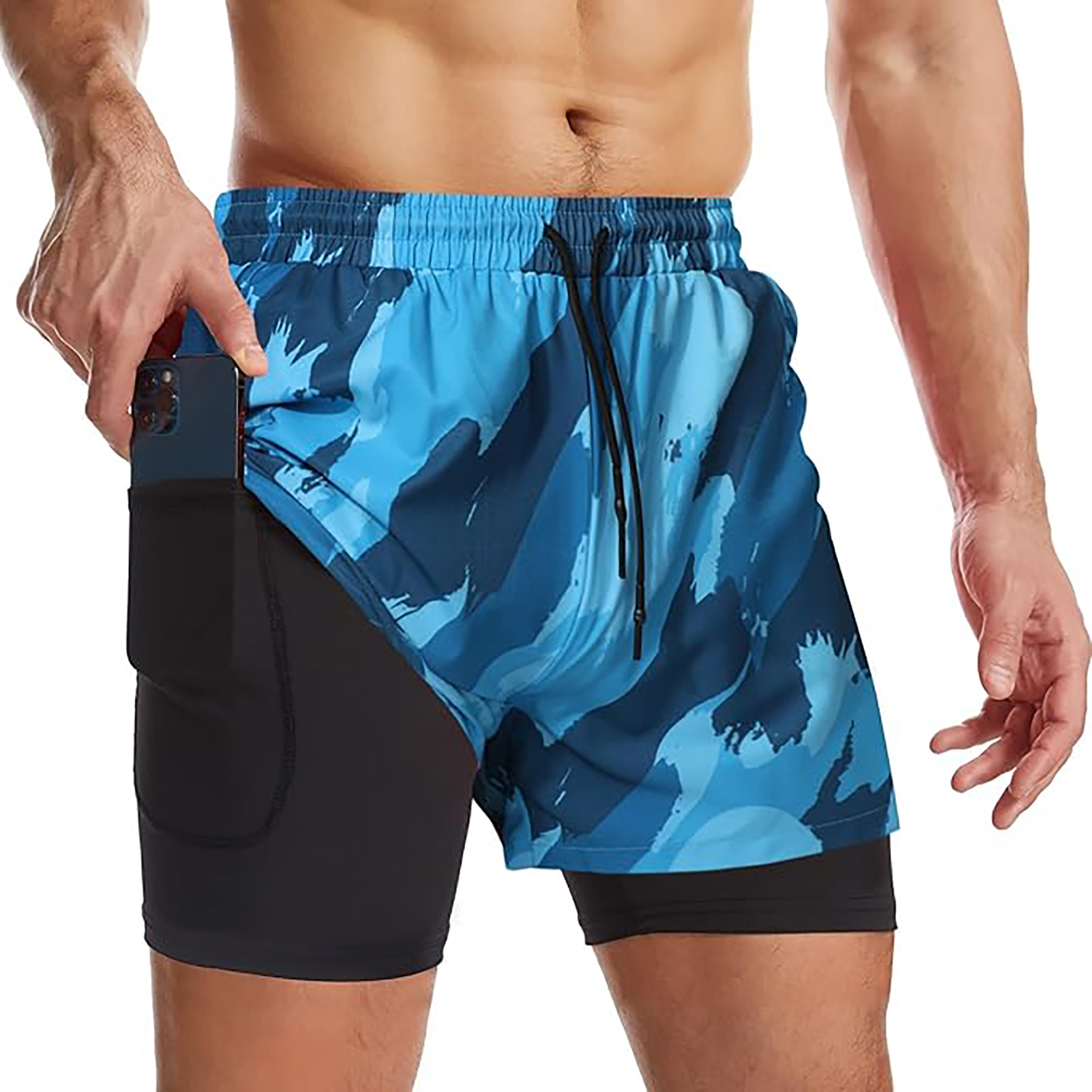 Men's 2 I n 1 Quick Drying Sports Shorts with Lining 27