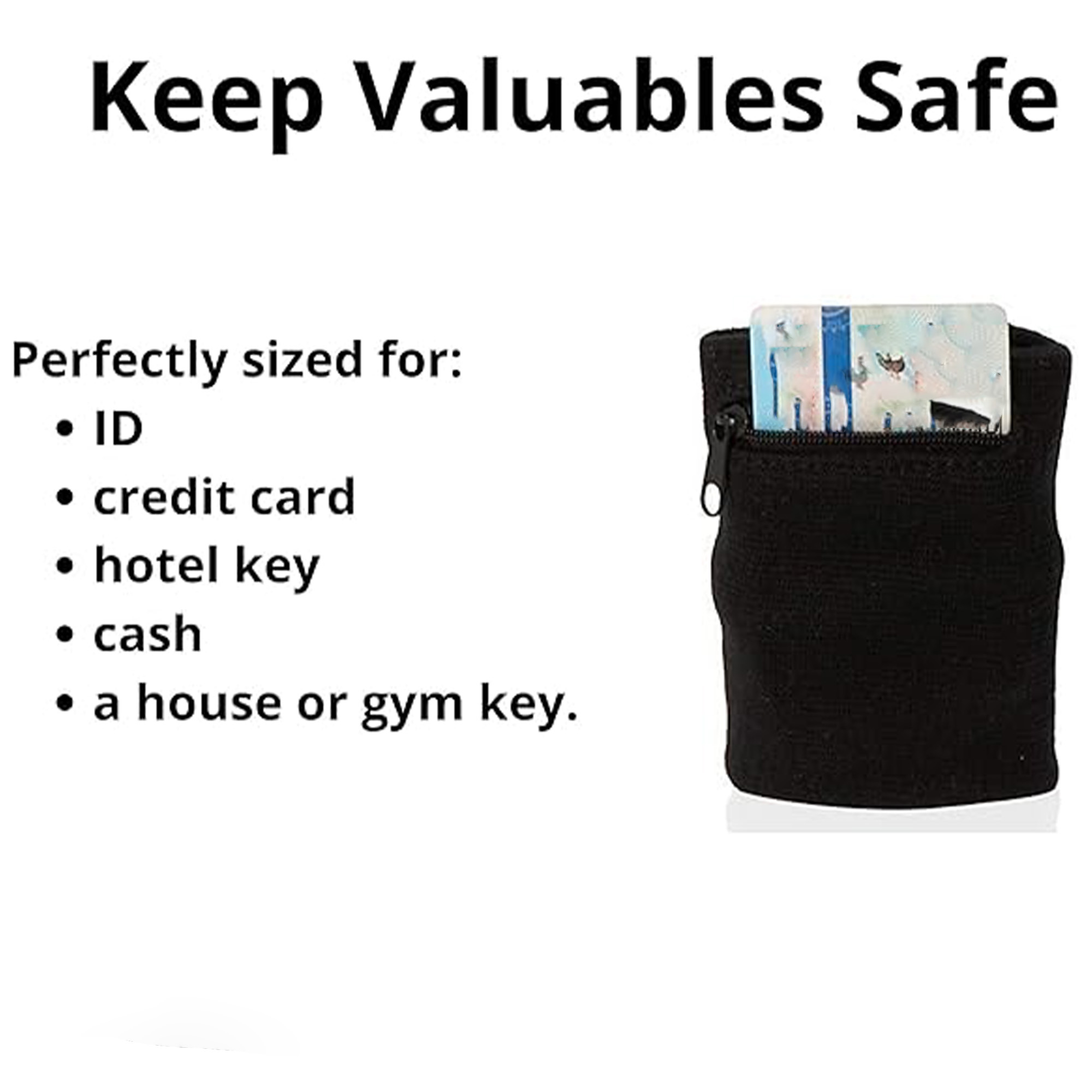 Zipper Wristband with Wallet for Keys ID Cards Cash 3