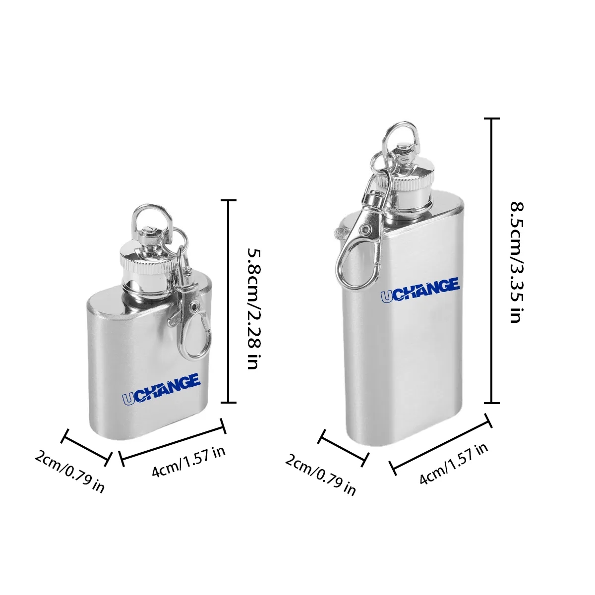 Mini Stainless Steel Flask Keychain 1-2 Oz. 5