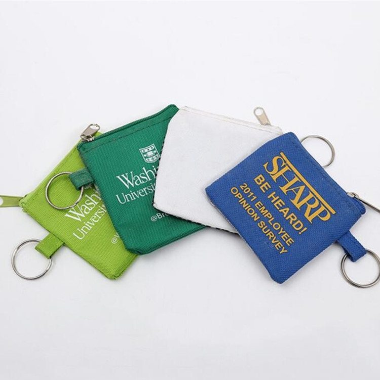 600D Polyester Oxford Coin Pouch with KeyRing