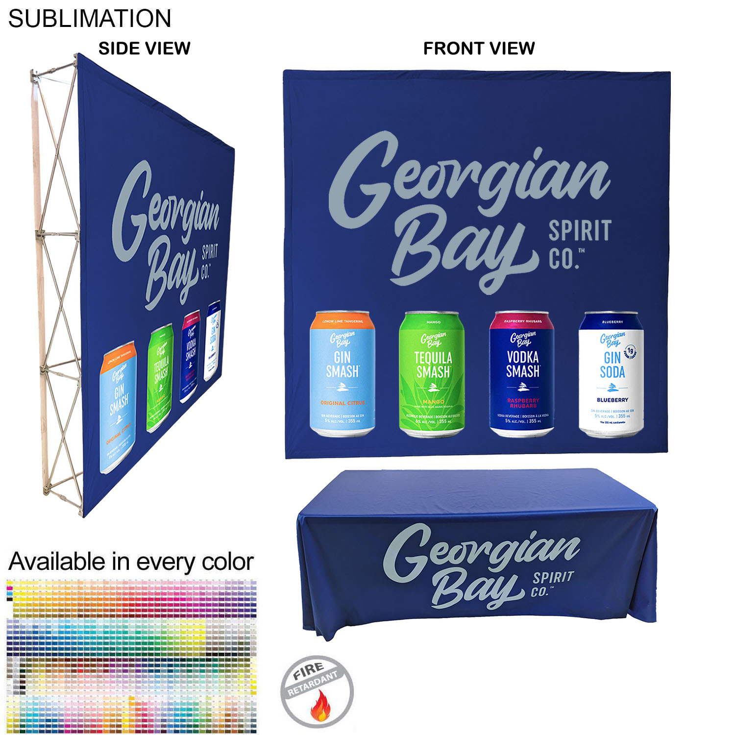 Tradeshow booth package Ultra, 7.5' Straight Fabric Wall Display and Premium 6' tablecloth open back 5