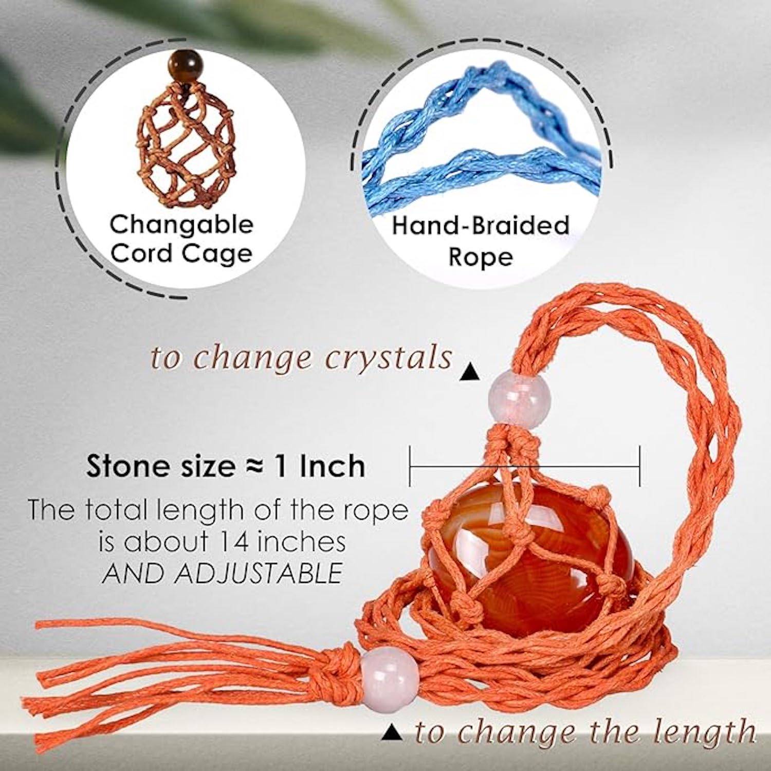 Natural Handcraft Tumble Stone Crystal Pendant Necklace 3