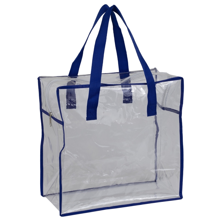 12"W x 12"H x 6"Gusset – "ARETE" Clear Vinyl Stadium Compliant Tote Bag with Zipper 10