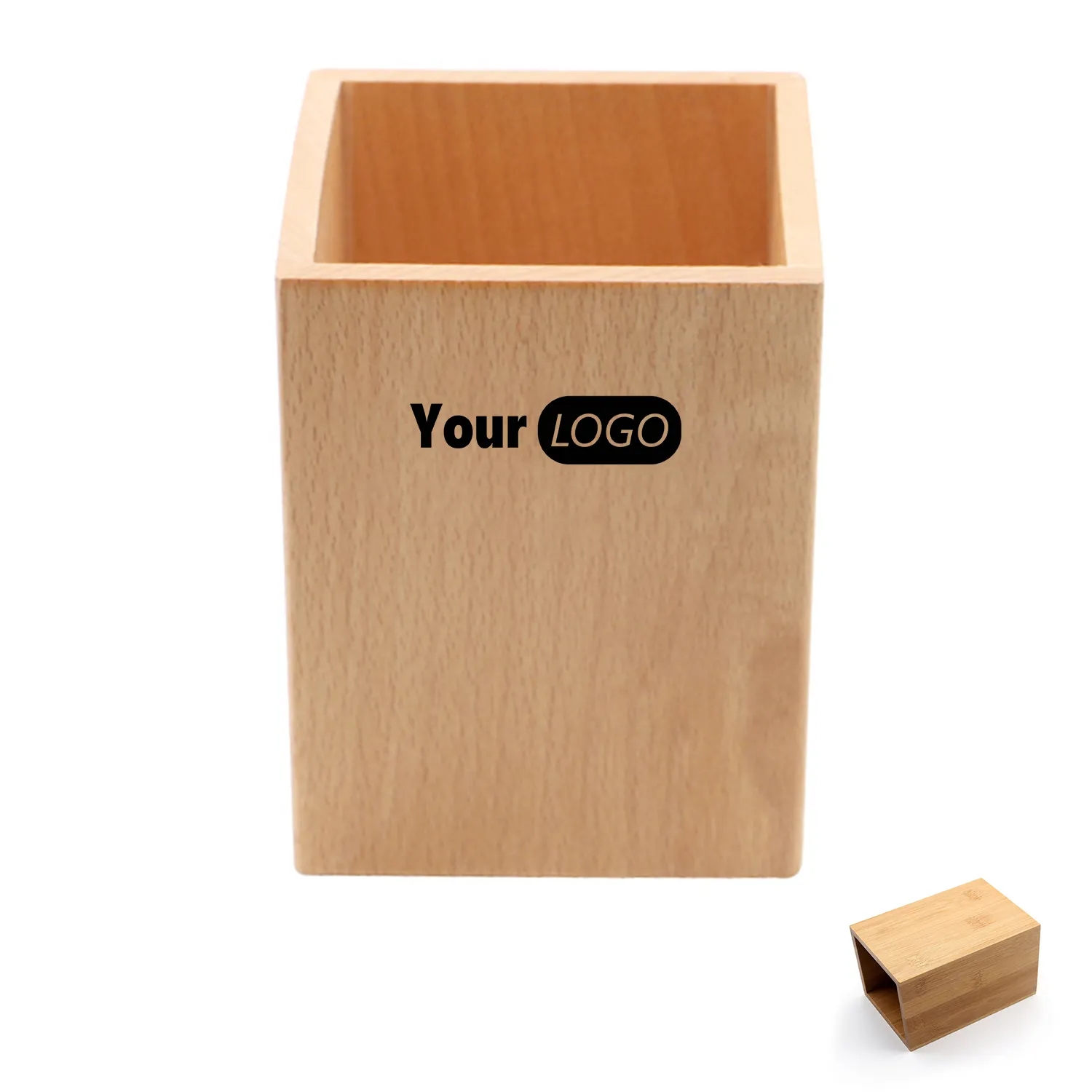 Bamboo Wood Desk Pen Pencil Holder 2
