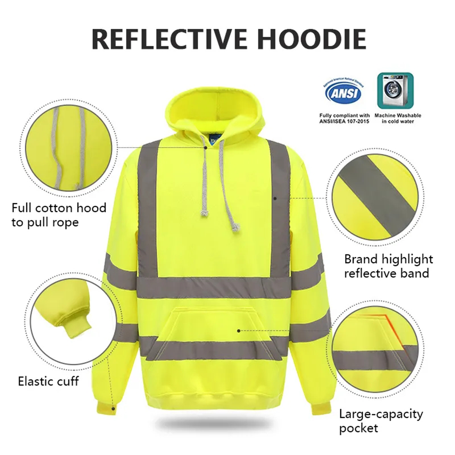 Winter Proof Fleece Reflective Hooded Sweatshirt 4