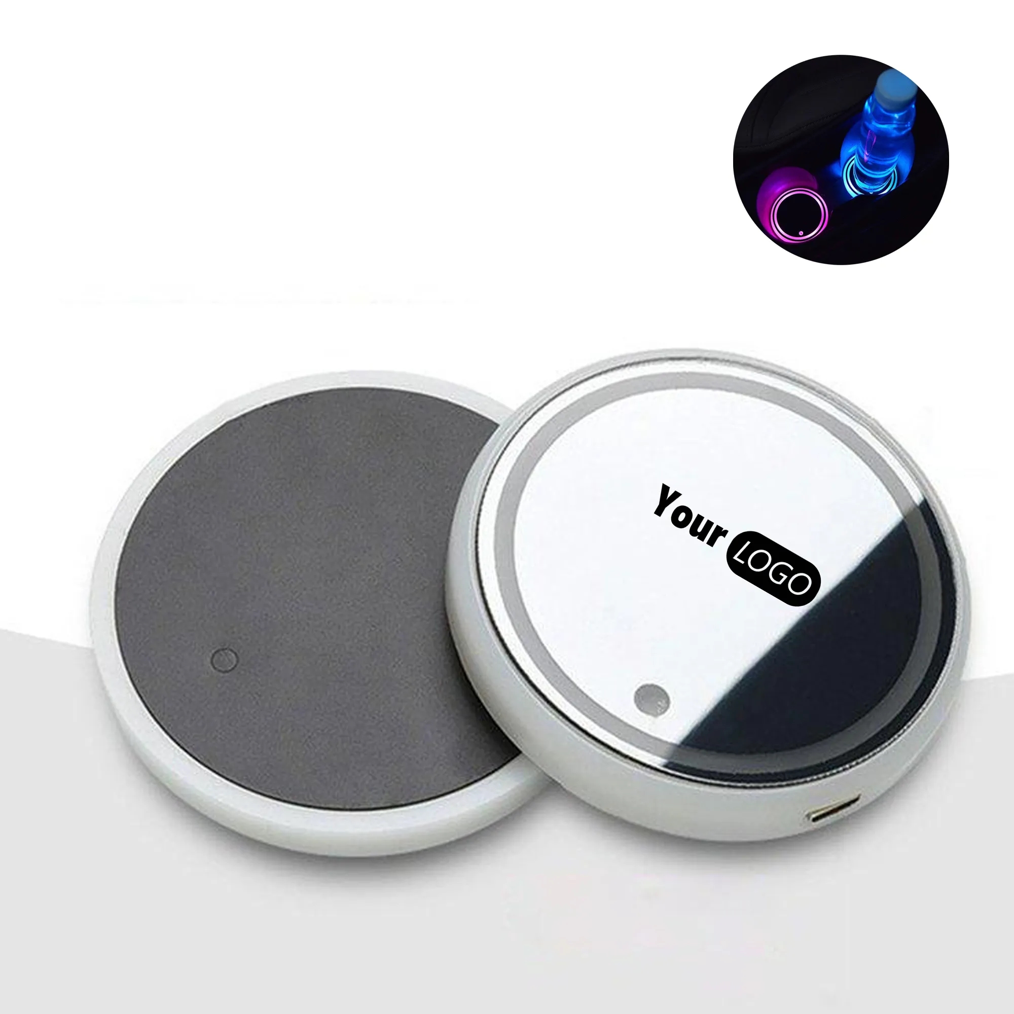 Car LED Coaster 7 Color Luminous RGB Light Mat 2