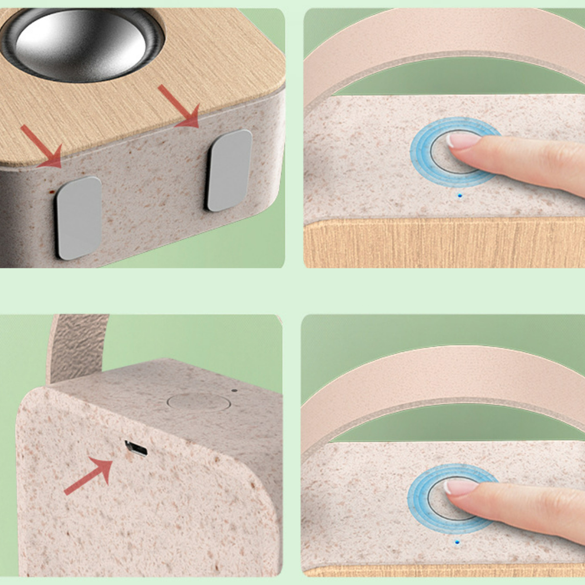 Portable Wooden Bluetooth Speaker with Carry Handle 7