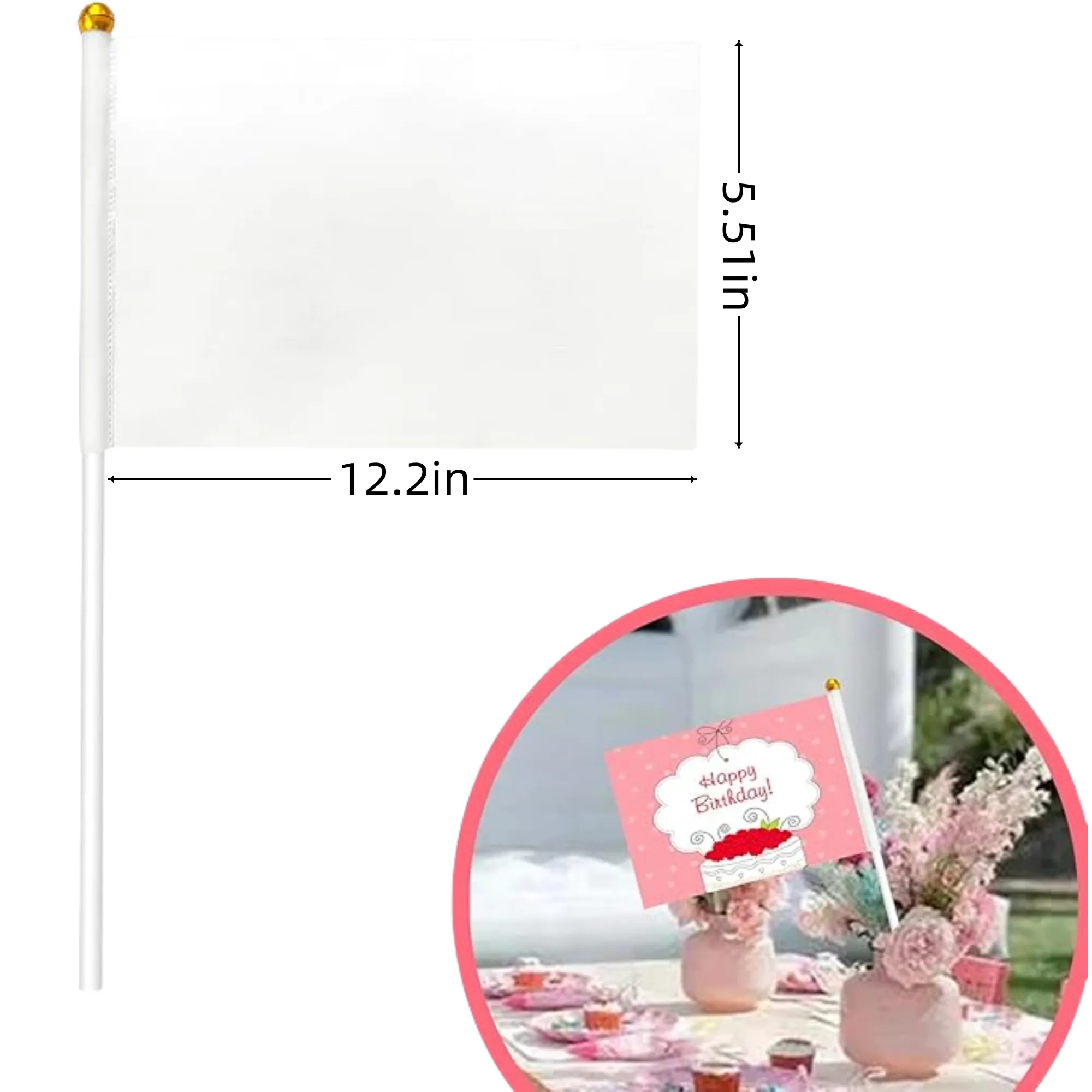 MOQ Small Mini Plain White Flag On Stick 5