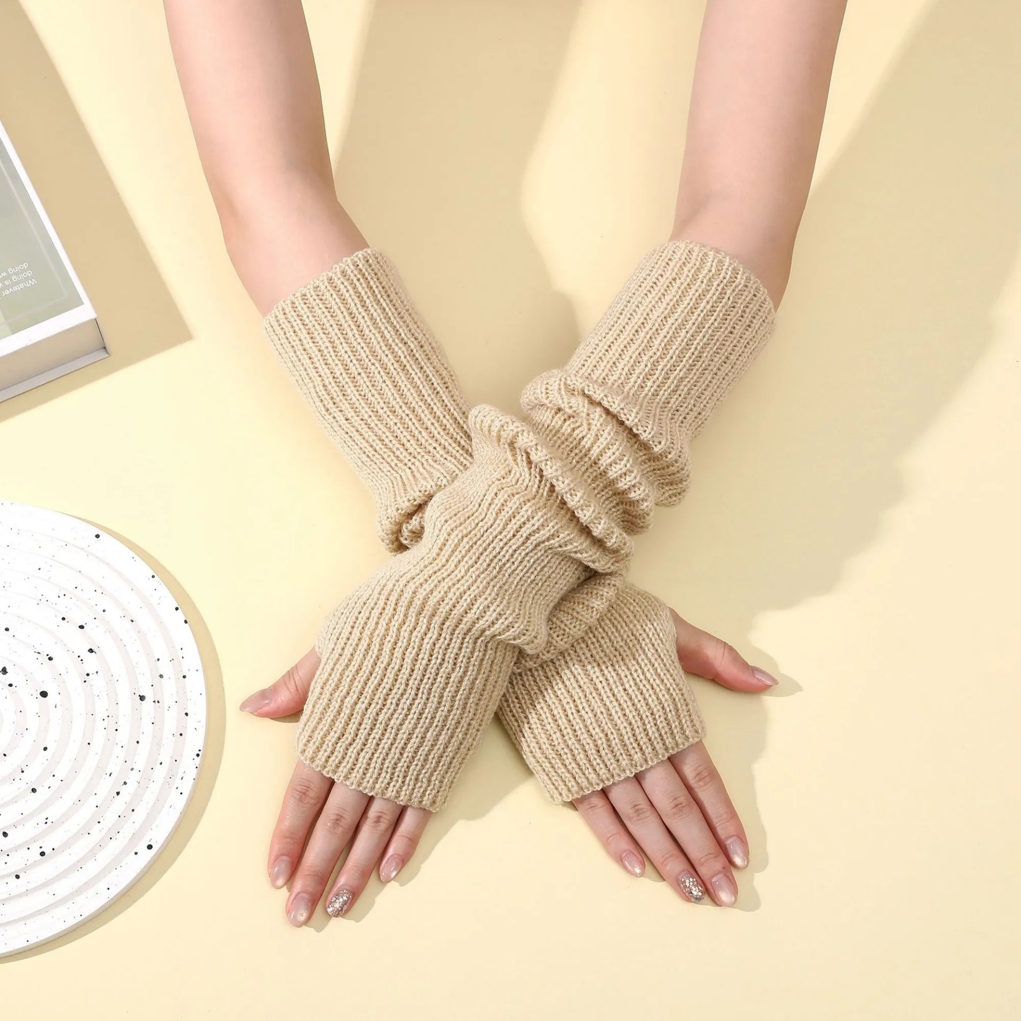Long Fingerless Knit Winter Arm Warmers 26