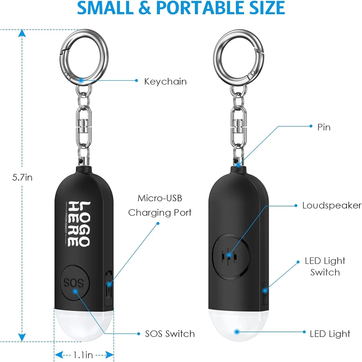 130dB Loud Personal Alarm With LED Flashlight 1
