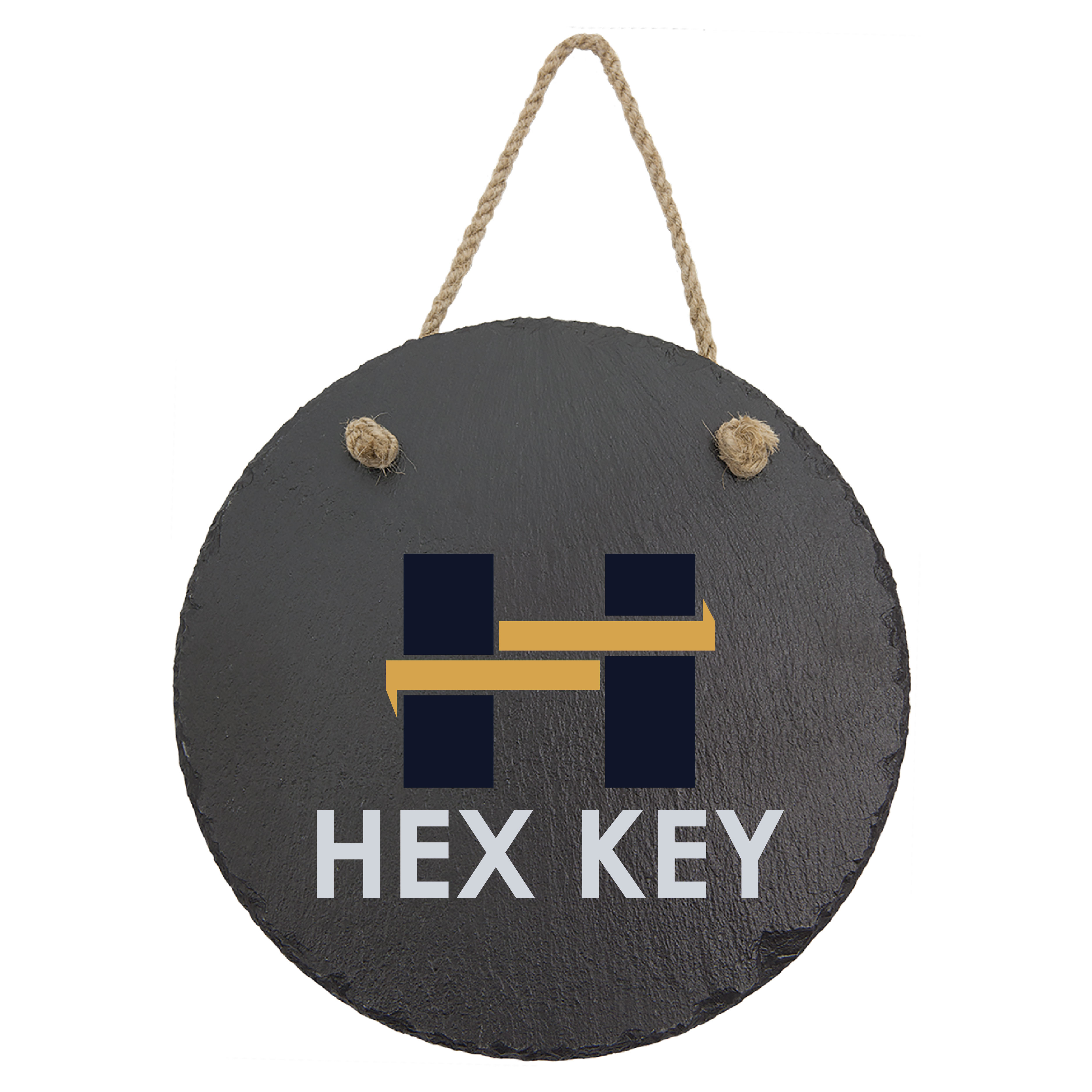 7 3/4" Round Slate Decor with Hanger String 6
