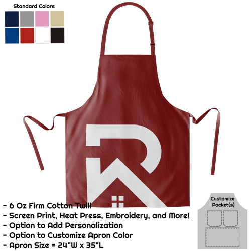Cotton Twill Bib Apron - 24"W X 35"L 3