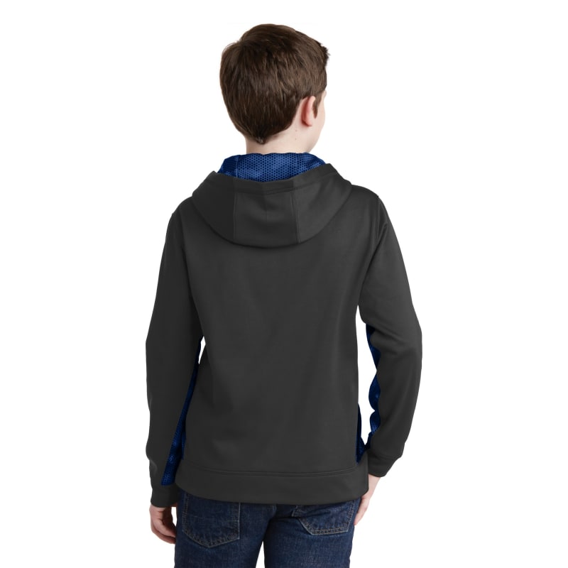 Sport-Tek Youth Sport-Wick CamoHex Fleece Colorblock Hooded Pullover. 3