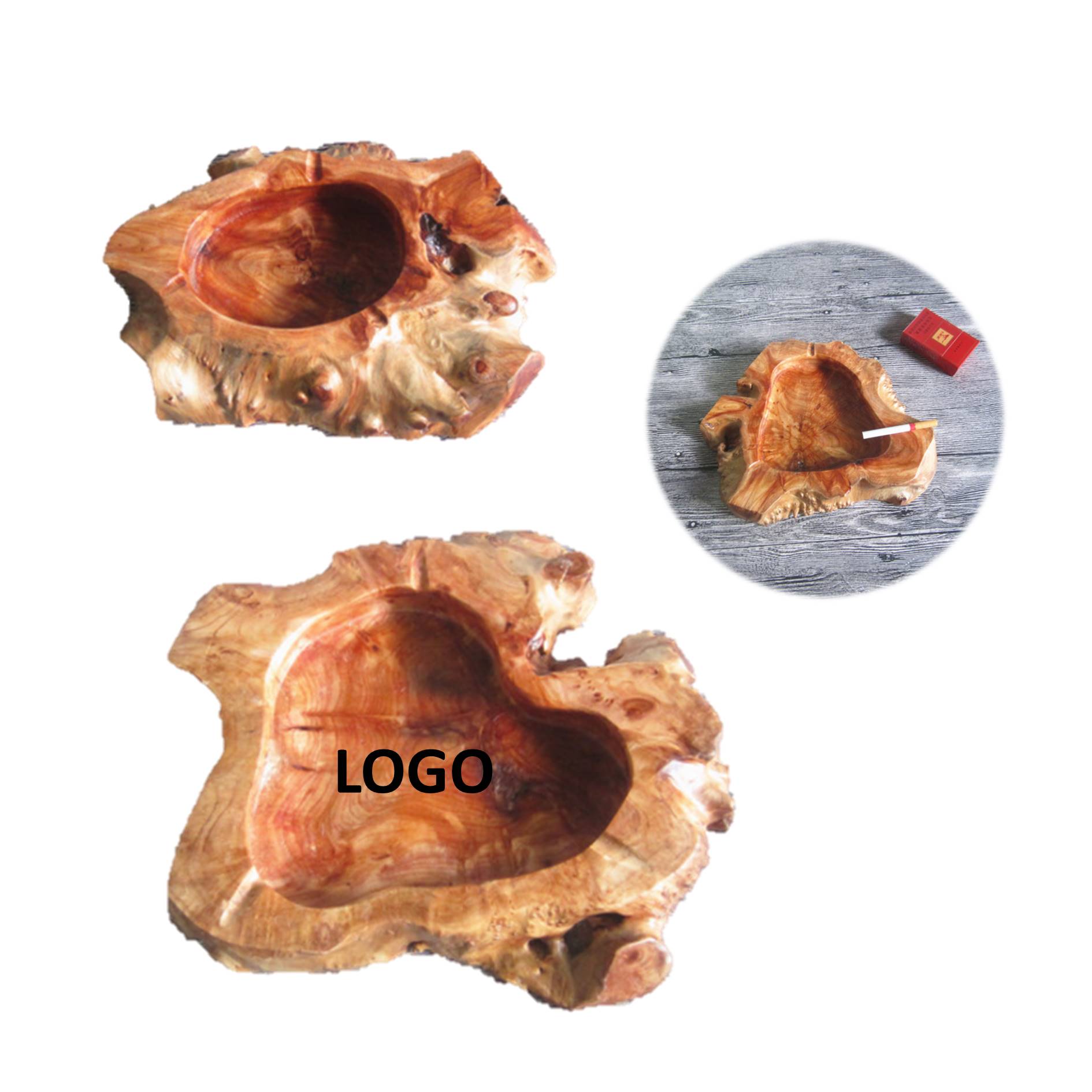 Irregular Shaped Wooden Ashtray 2