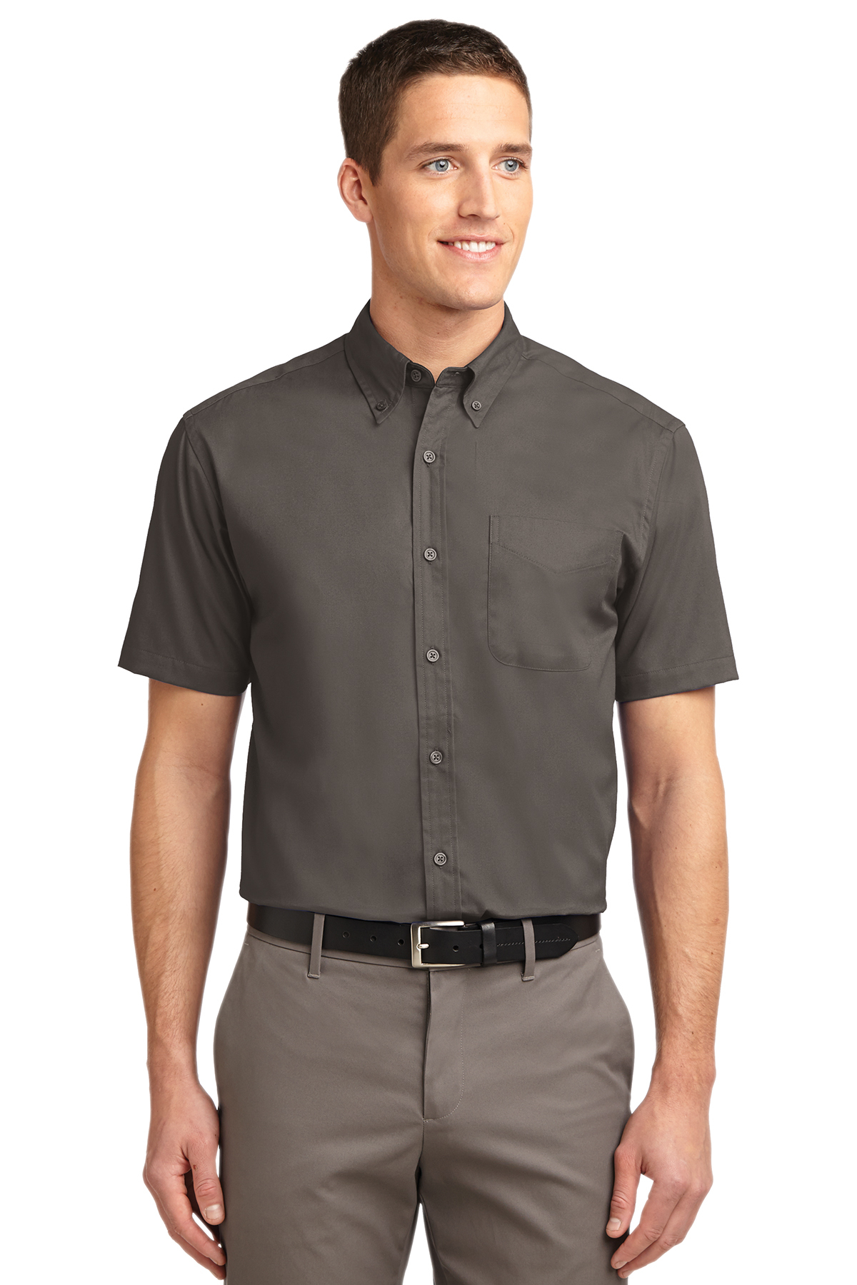 Men's Short Sleeve Oxford Button-Down Easy Care Shirts 21