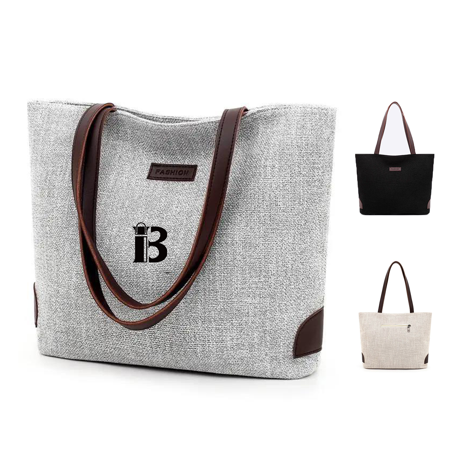 Canvas Tote Bag with Zipper and Handle, custom tote bag with logo imprint 2