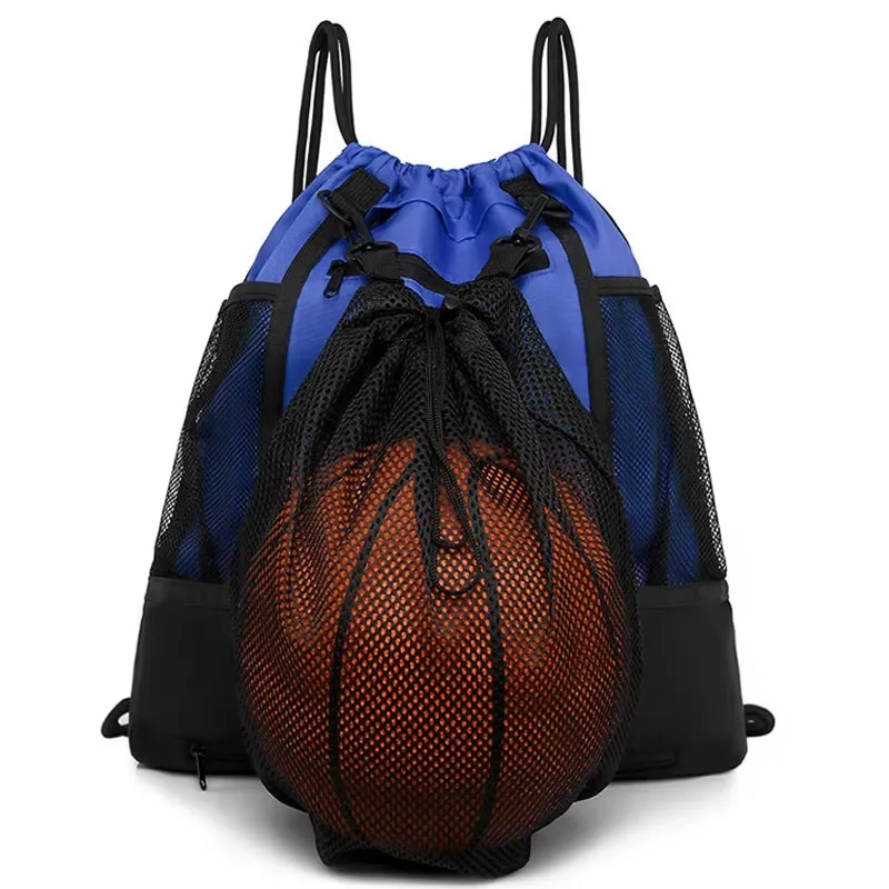 Portable Drawstring Basketball Mesh Backpack Bag 2
