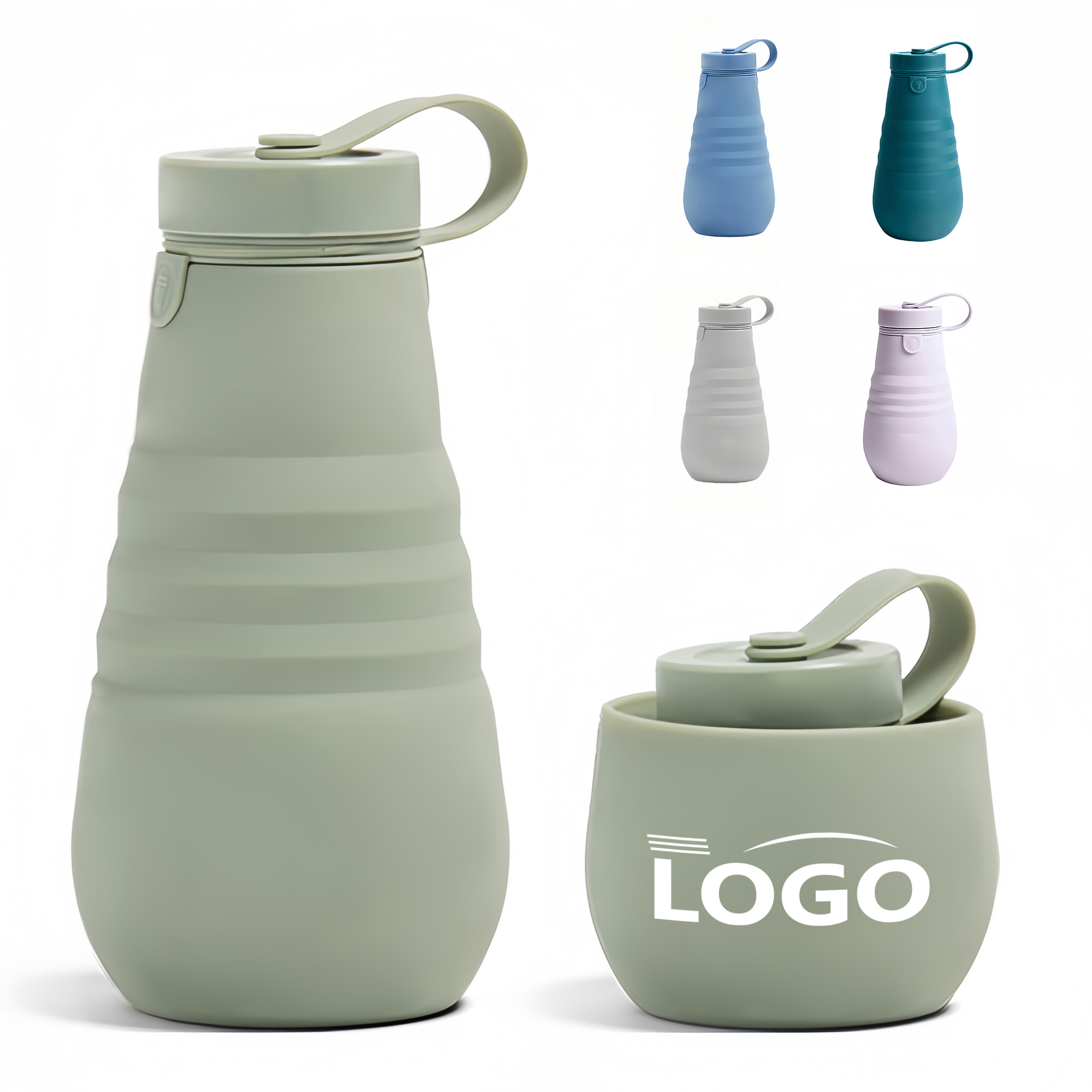 20 oz Silicone Foldable Water Bottle with Wide Mouth 2