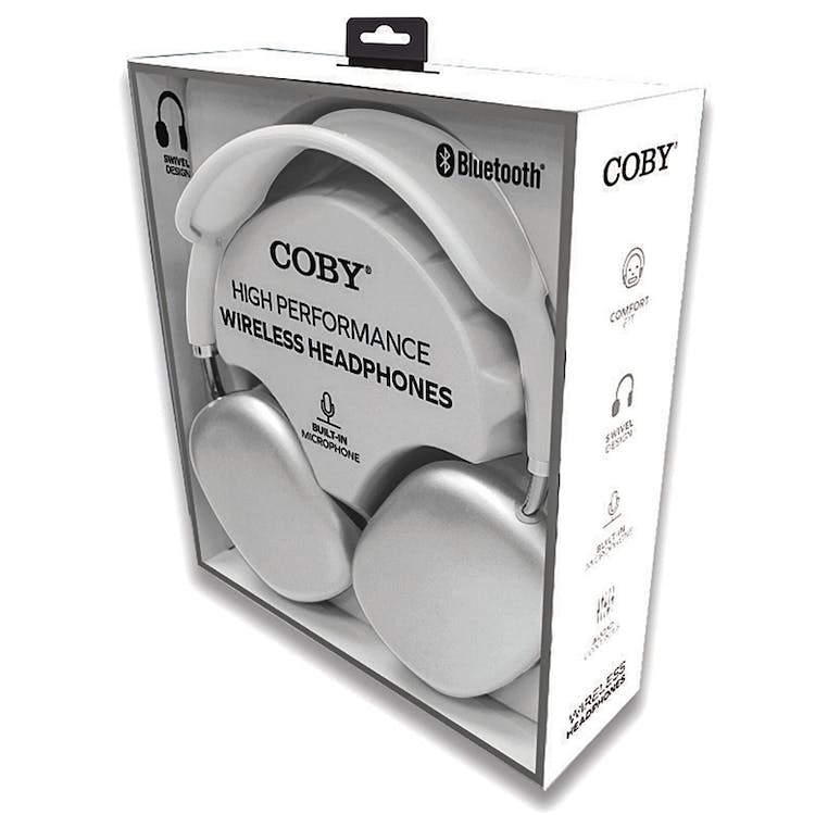 COBY Wireless Headphones - High Performance Silver 1