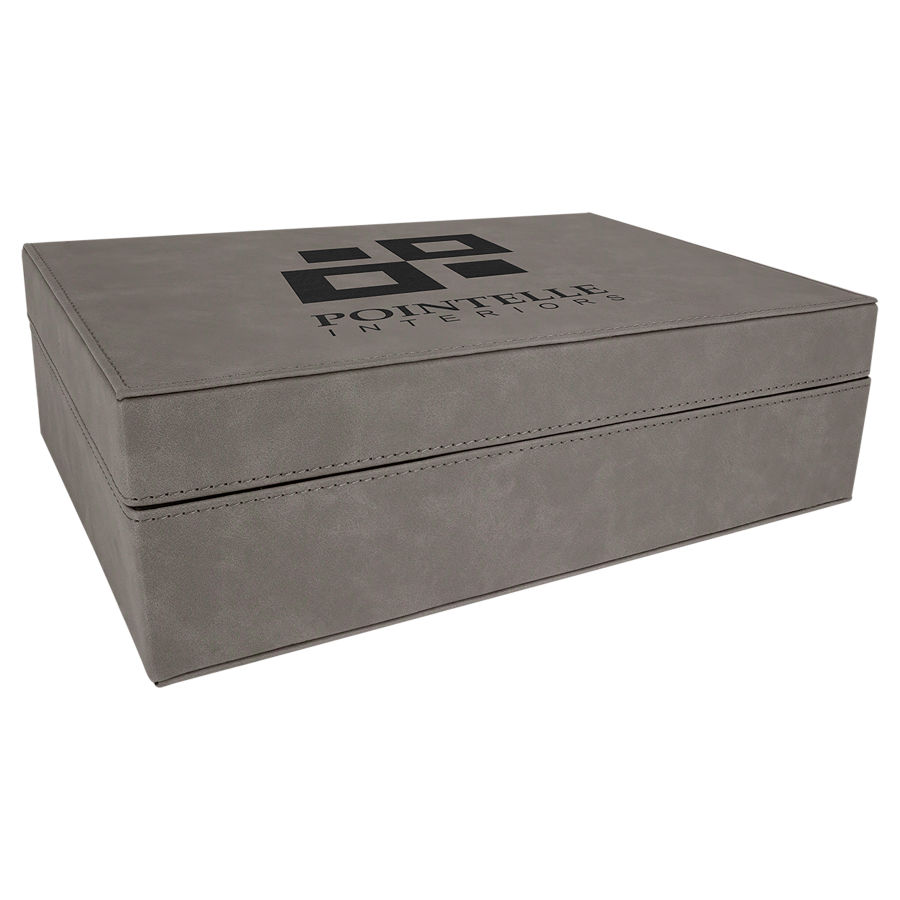 12 1/4" x 8 1/4" Gray Leatherette Premium Gift Box 1
