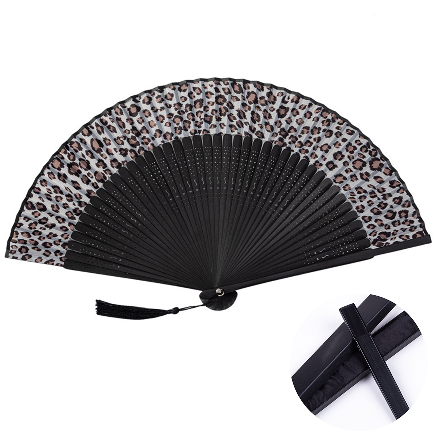Womens Vintage Folding Hand Fan w/ Tassel 3