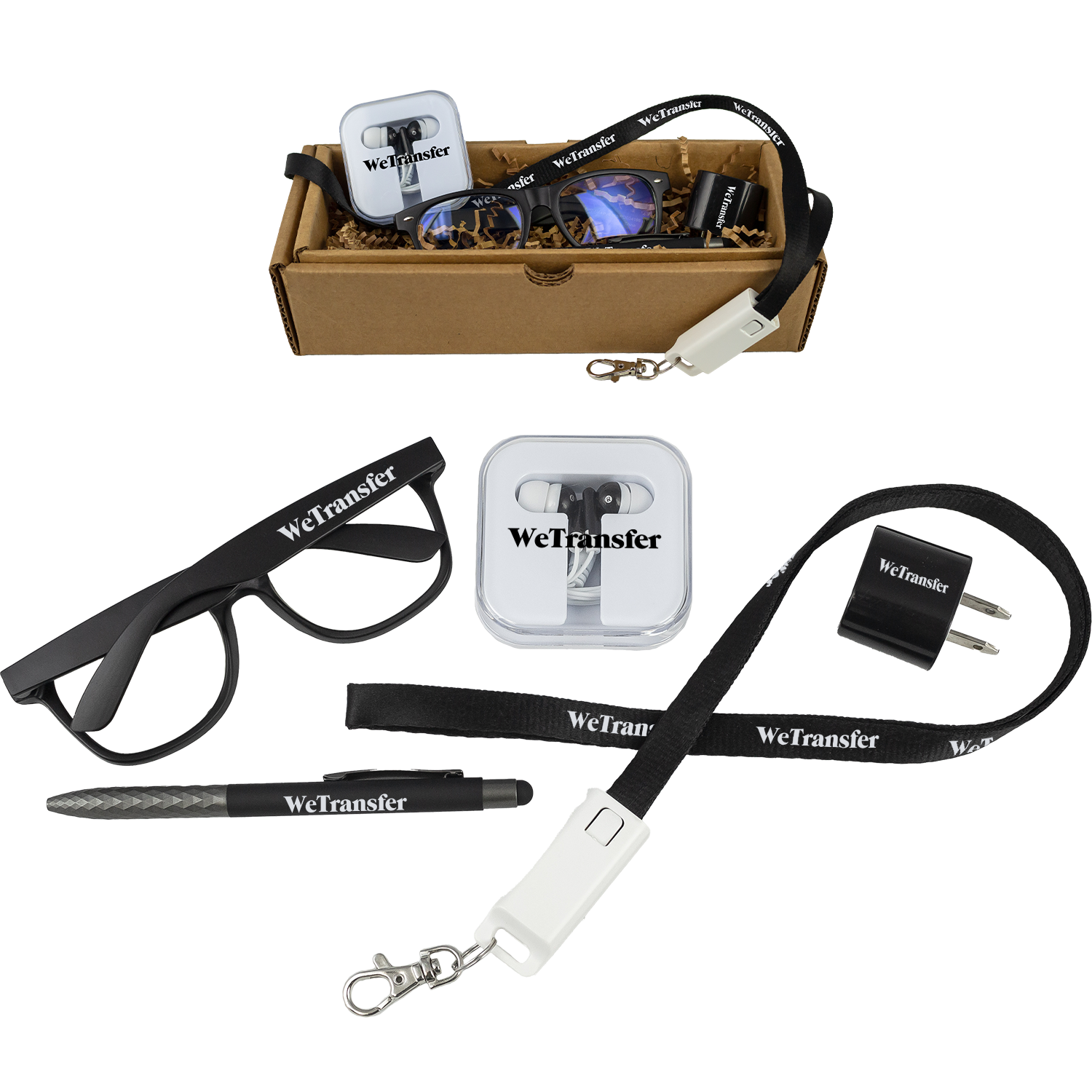 Tech Essentials Kit with Wall Charger, 3-in-1 Cable & Blue Light Glasses