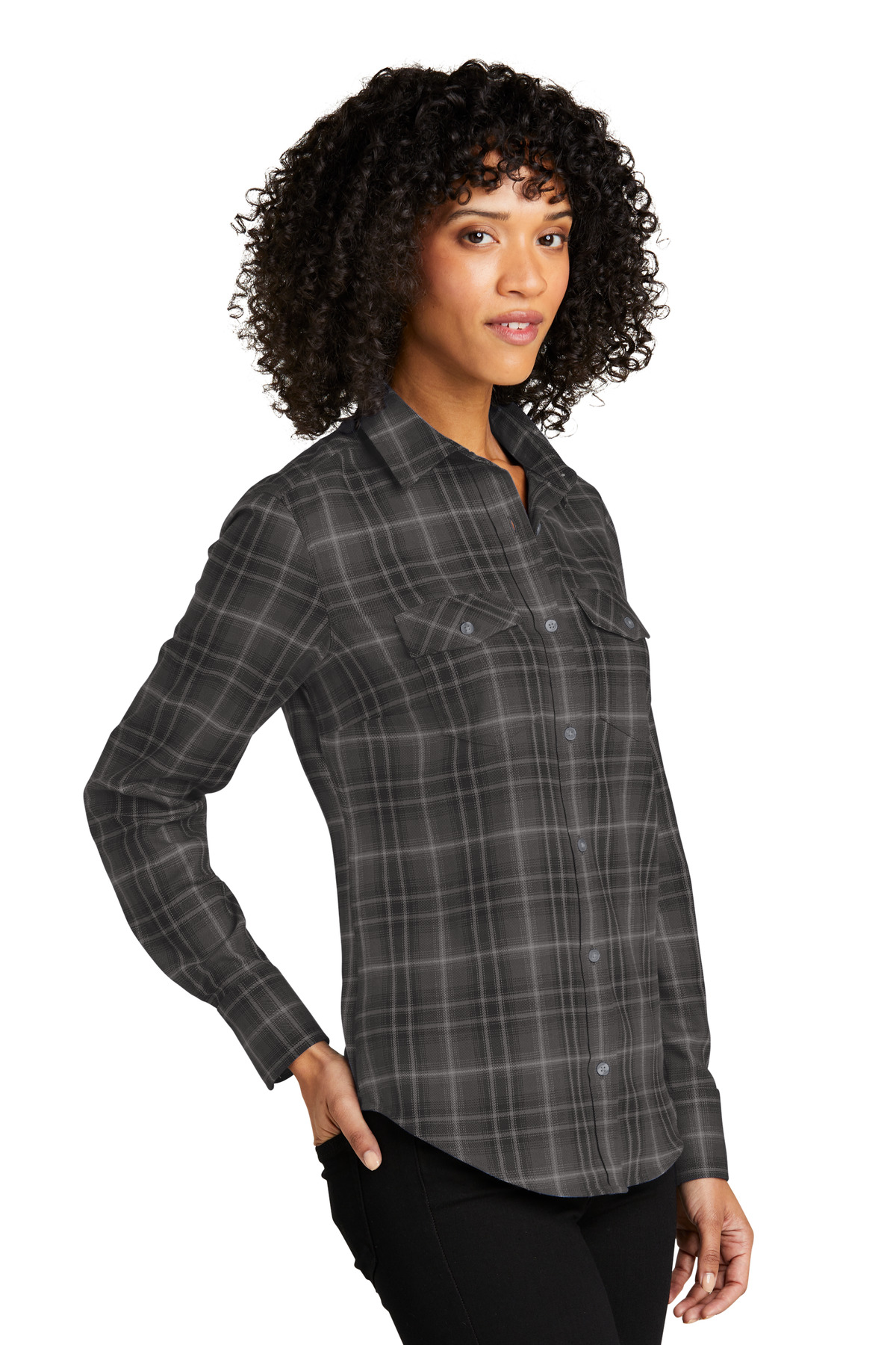 Women's Long Sleeve Ombre Plaid Shirt