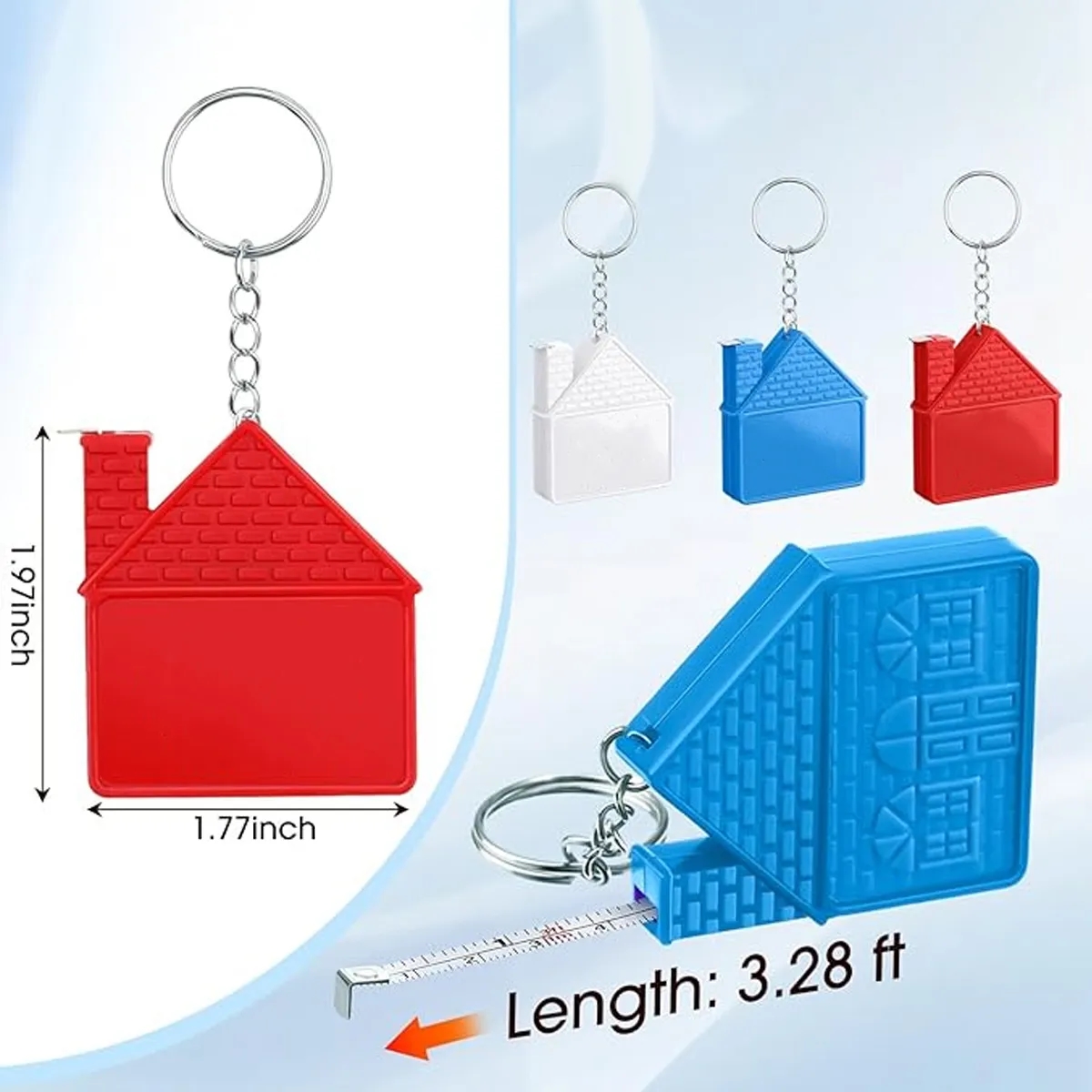 1m House Shaped Keychain Retractable Double Measuring Tape 2