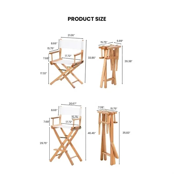 Wooden Folding Chair - Sturdy Solid Wood Seat 3