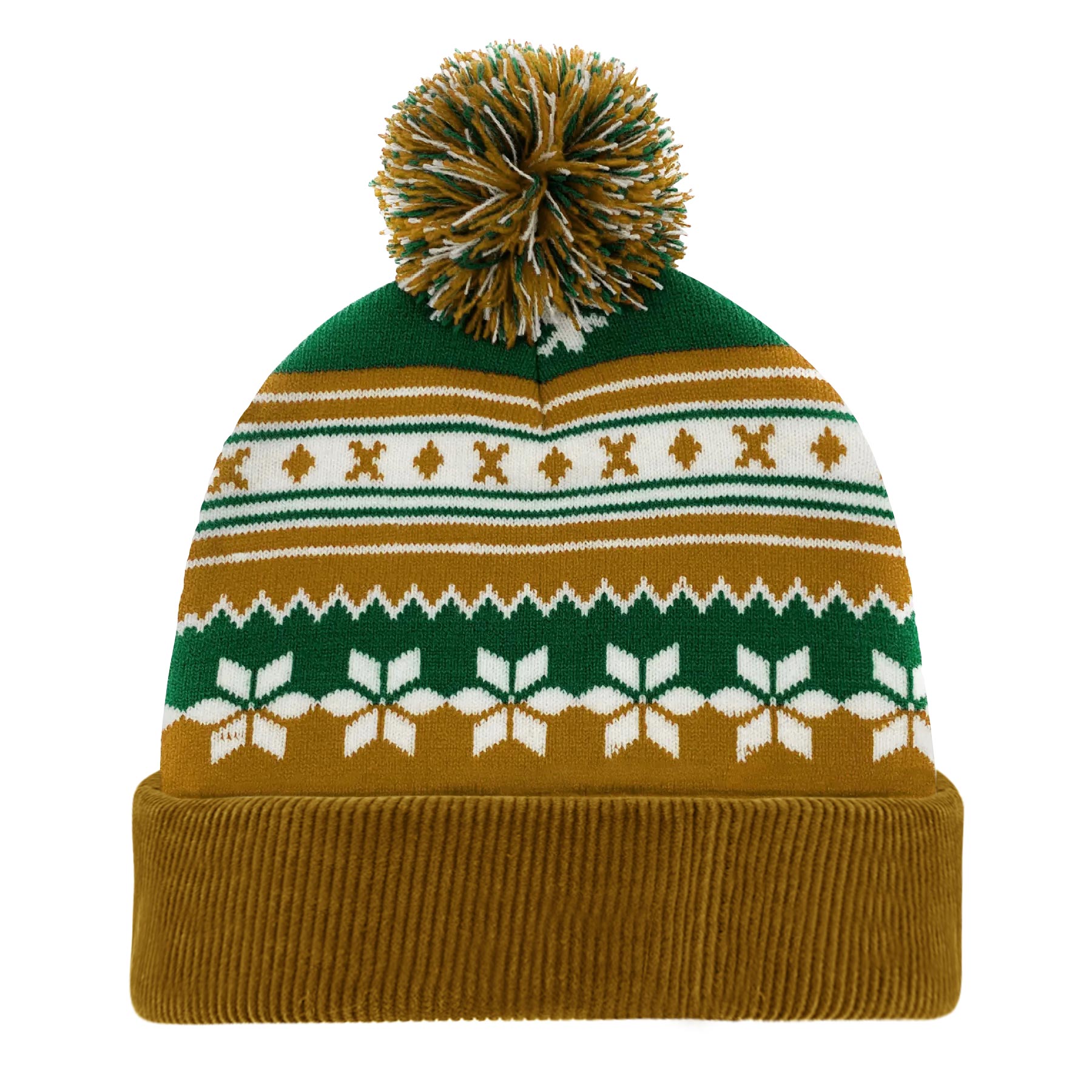 Knitted Acrylic Cuff Winter Beanie with Pom 12