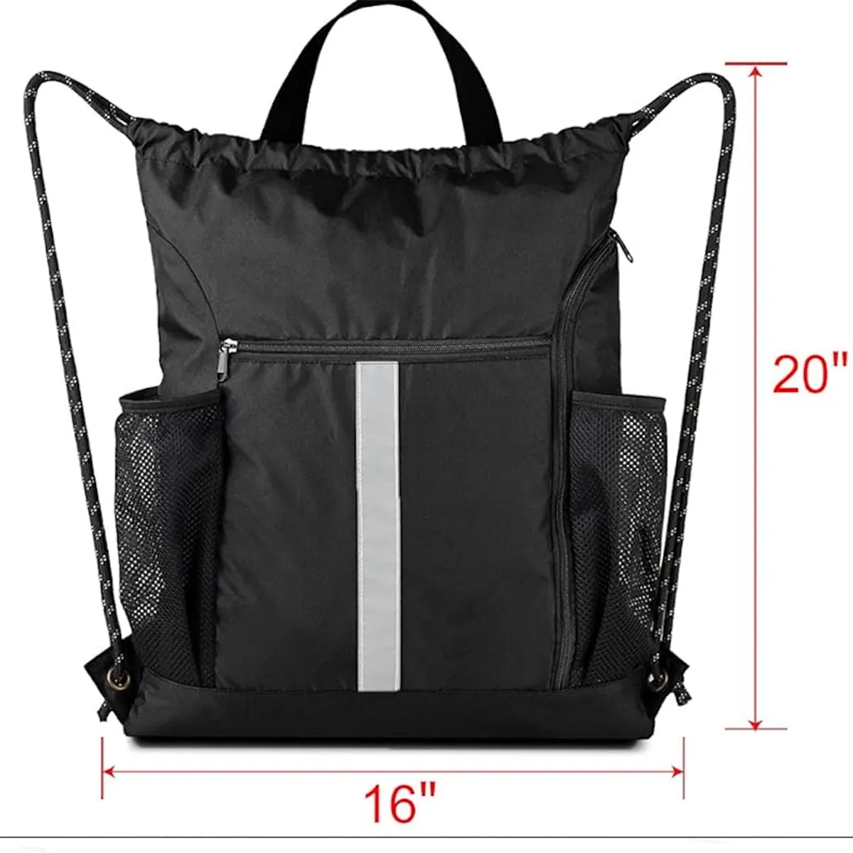 Drawstring Bag with Shoe Compartment and Water Bottle Holder 4