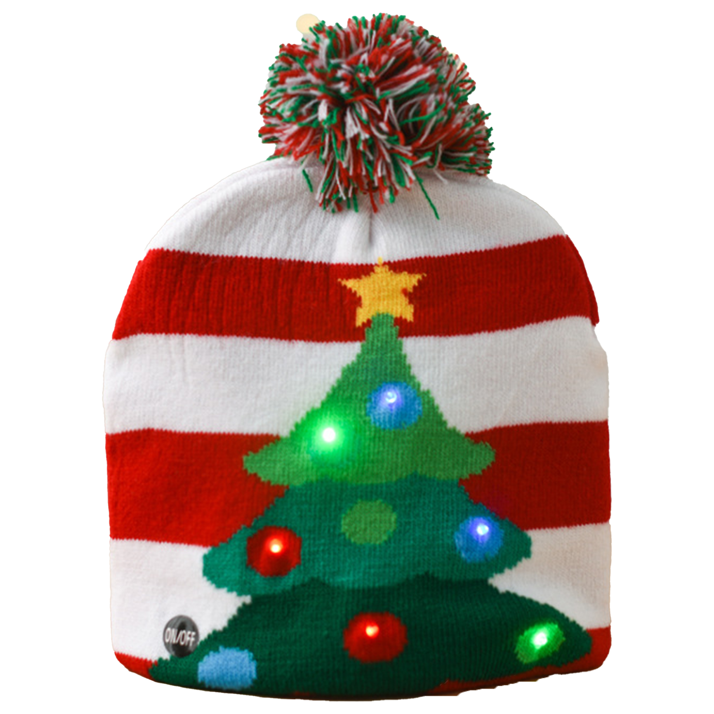 Acrylic Knitted Luminous Christmas Hat With Ball 2