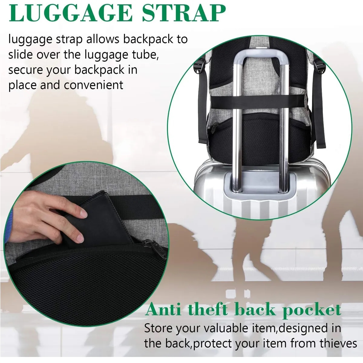 Travel Laptop Backpack with USB Charging Port 4