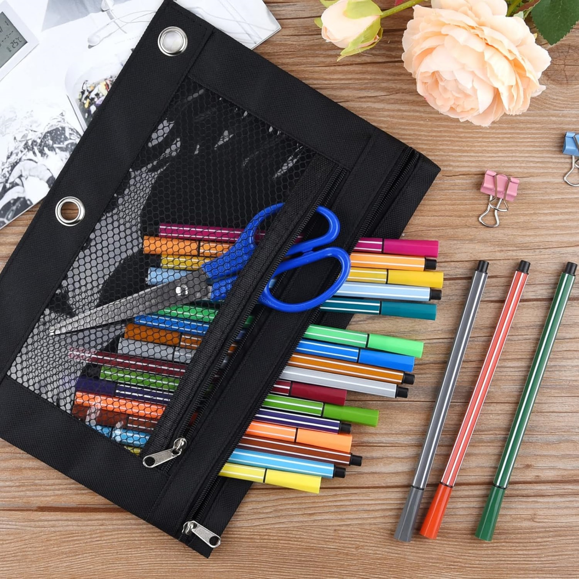 3 Ring Binder Zipper Pencil Pouches 1