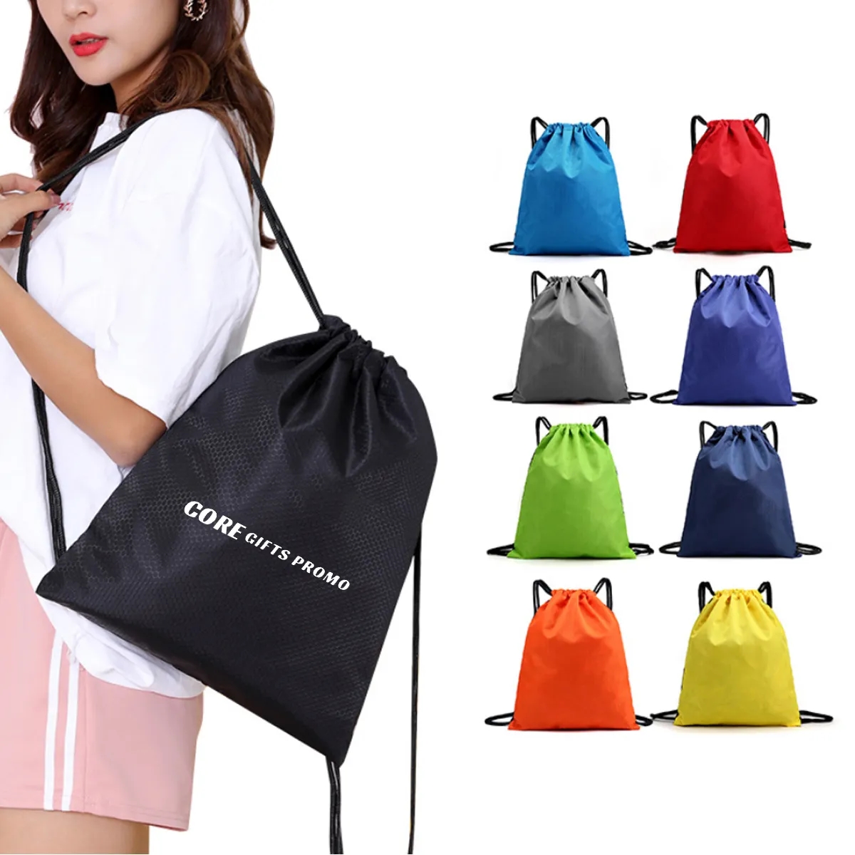 Gym Drawstring Bags Swim Backpack with Zip Pocket 2