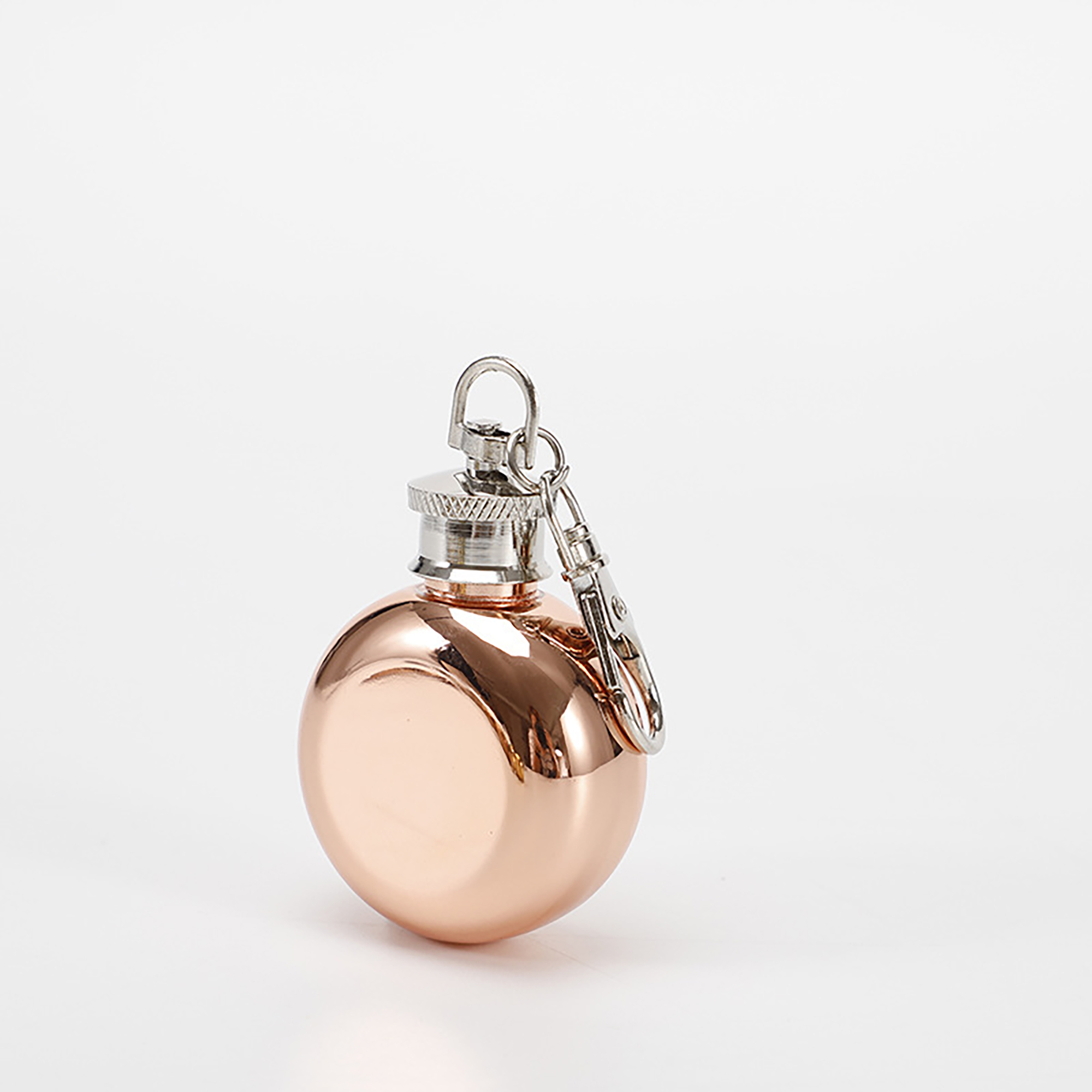 Mini Round Stainless Steel Flask with Keychain 3