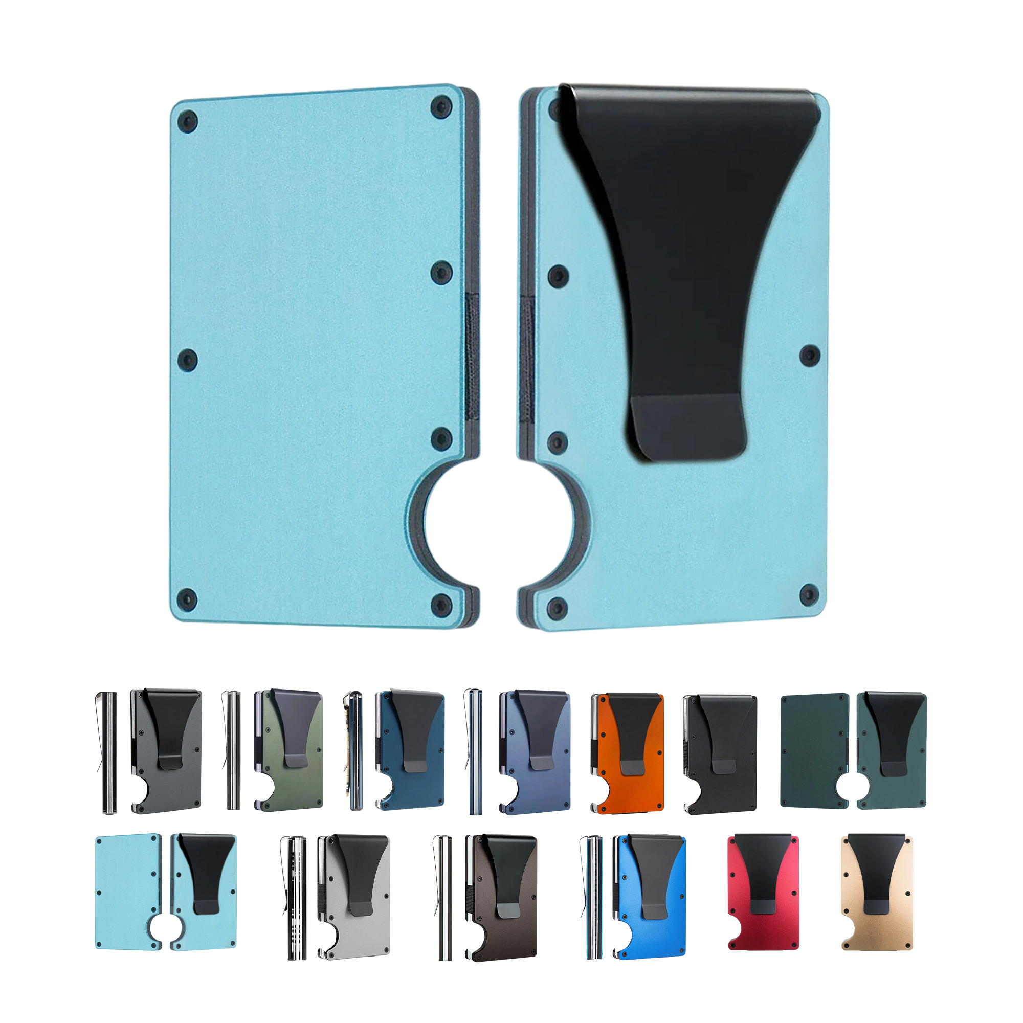 Aluminum Alloy RFID Blocking Card Wallet With Elastic Band And Money Clip 2