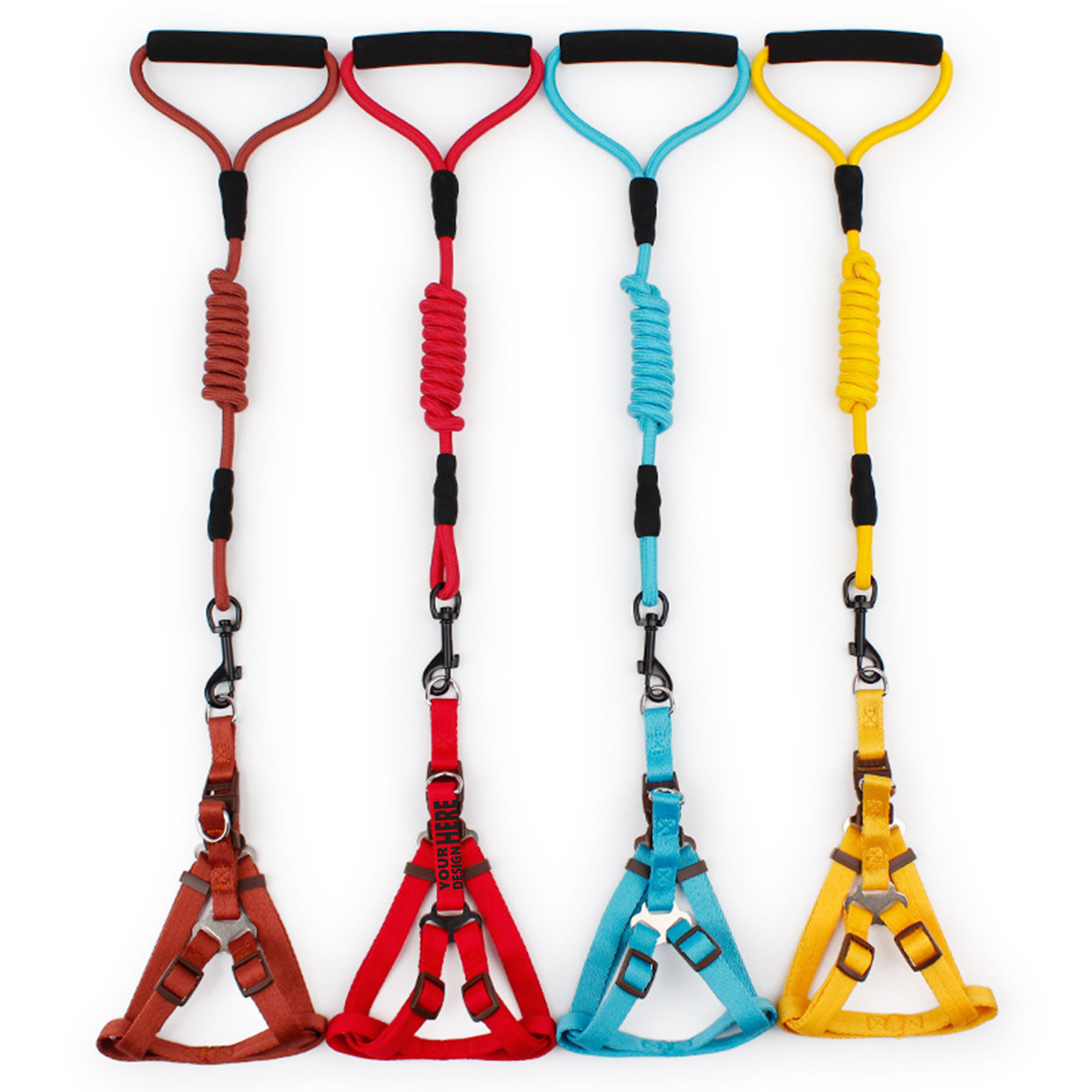 Chest Back Foam Handle Solid Color Climbing Dog Rope 1