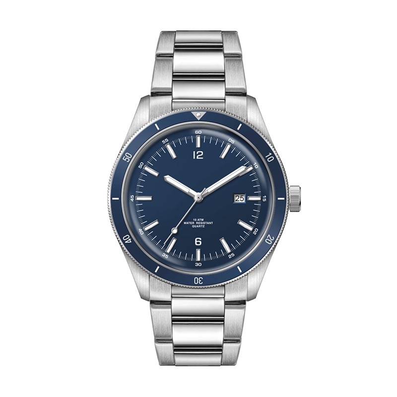 WC6692 41MM STEEL SILVER CASE, 3 HAND MVMT, BLUE DIAL, DTE DISPLAY, BL ROTATING BEZEL, SILVER BRACELET, DOM 3