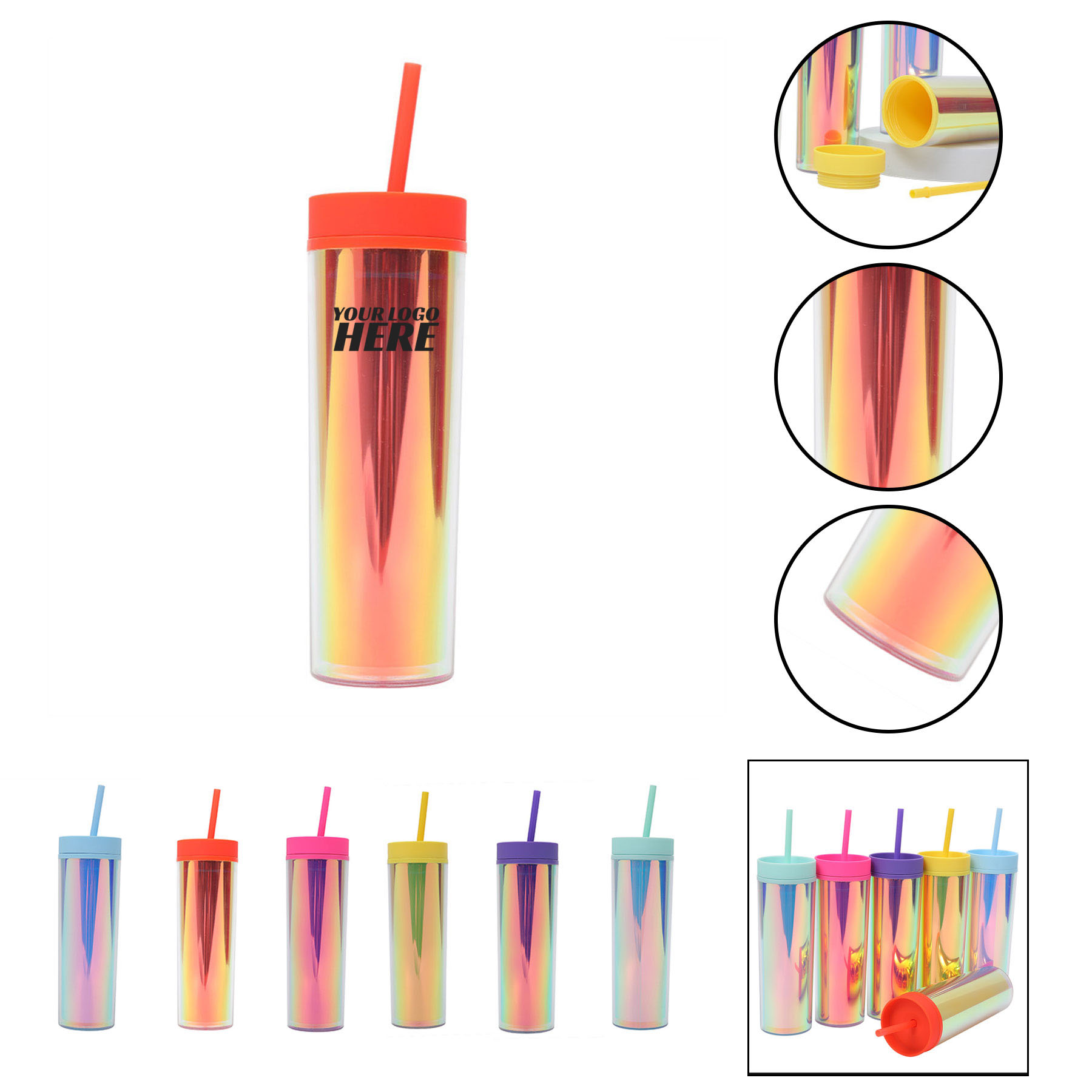 Skinny Laser Reusable Cup With Straw 2