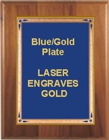 10-1/2" x 13" Cherry Finish Plaque with a Blue Teardrop Plate 1
