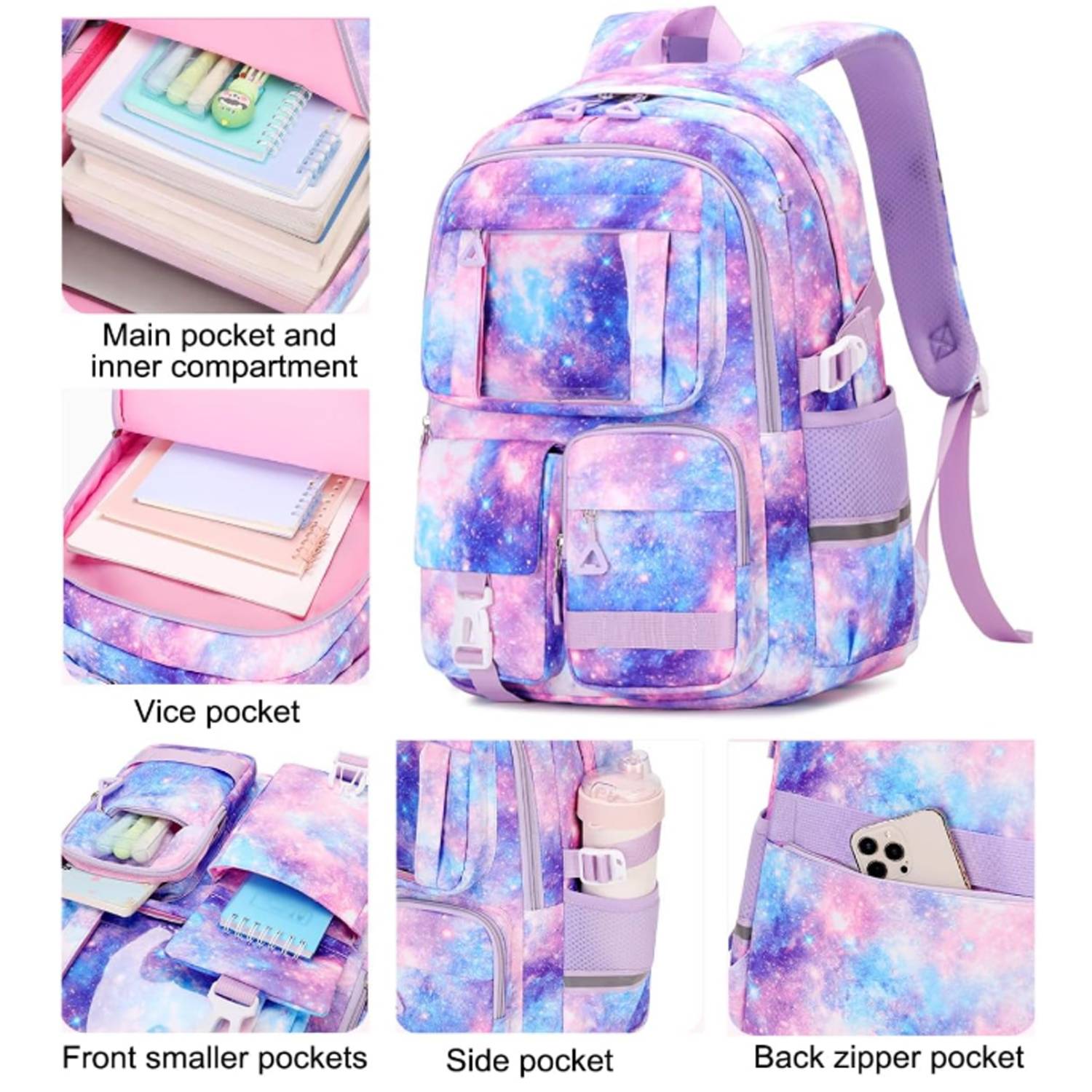 3Pcs Kids Waterproof Oxford Backpack w/Lunch Bag Pencil Case 3