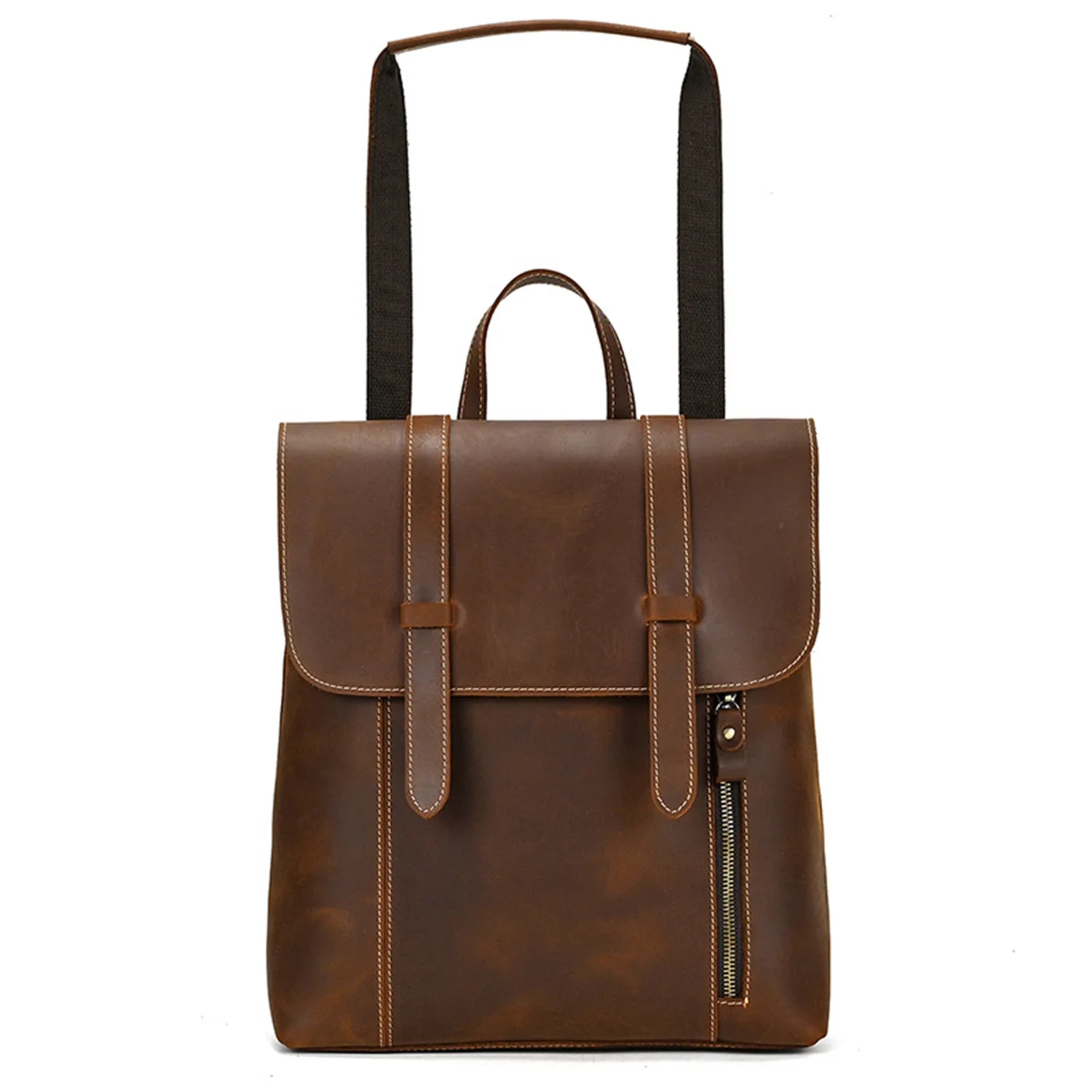 Women'S Retro Leather Backpack Outdoor Leisure Bag 8