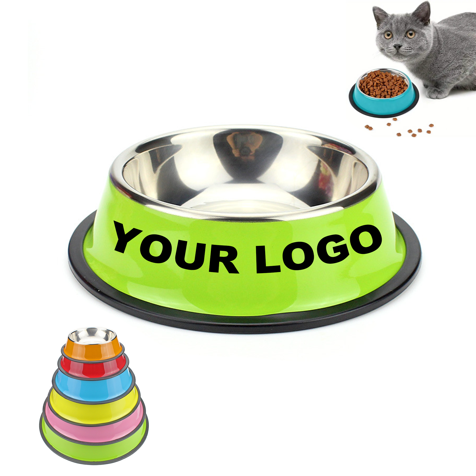 Coloured Stainless Steel Dog Bowls With Custom Logo 2