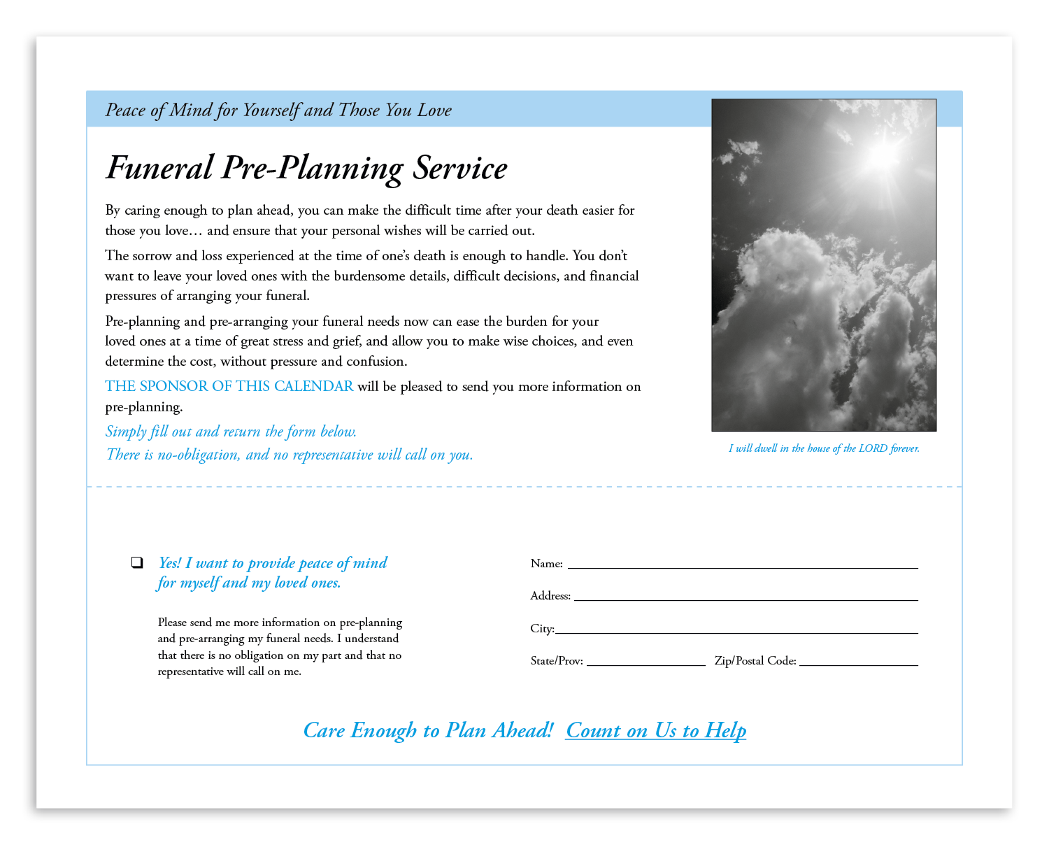 Good Value™ God's Gift w Funeral Pre-Planning Sheet - Spiral Calendar 53