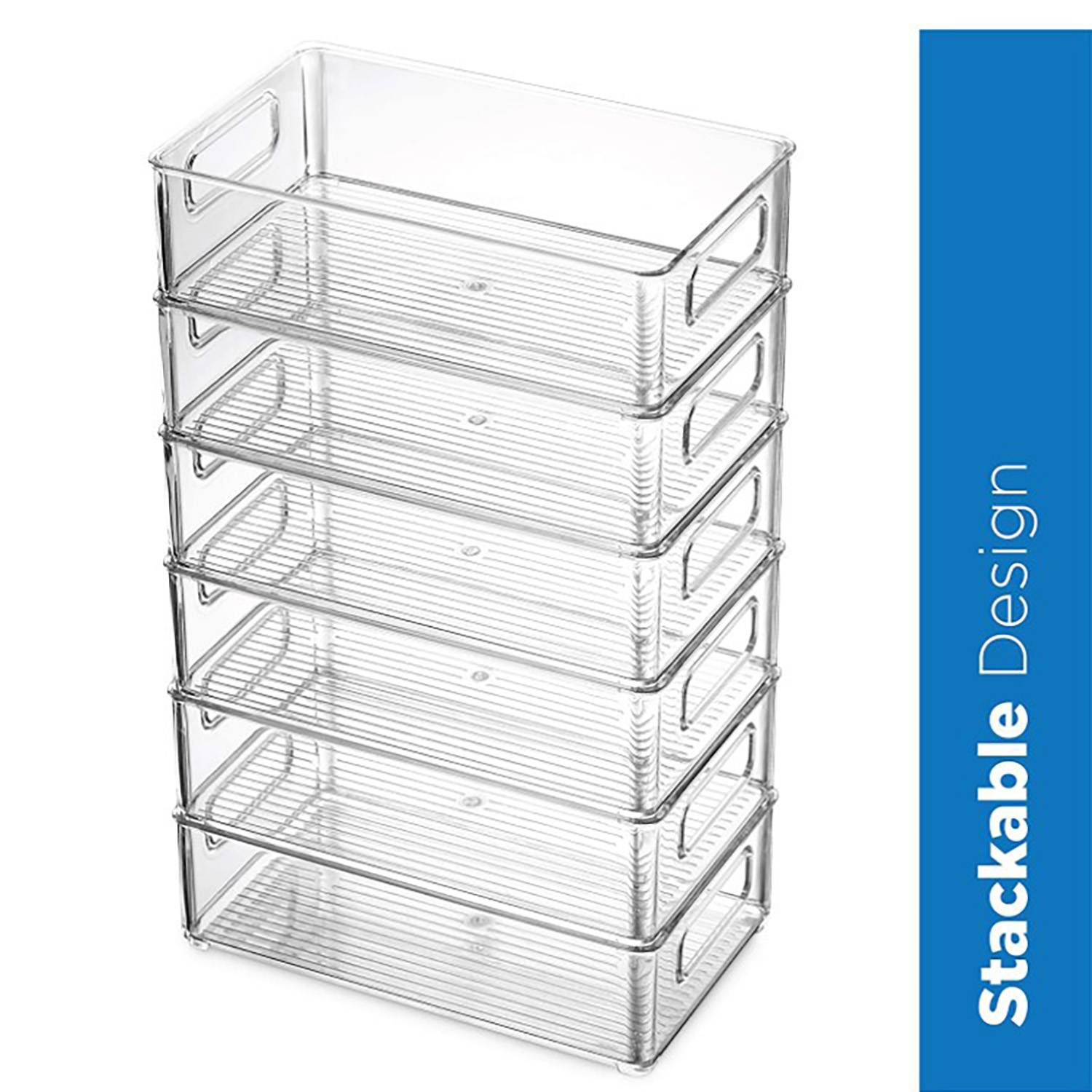 Plastic Transparent Stackable Storage Box Set 6