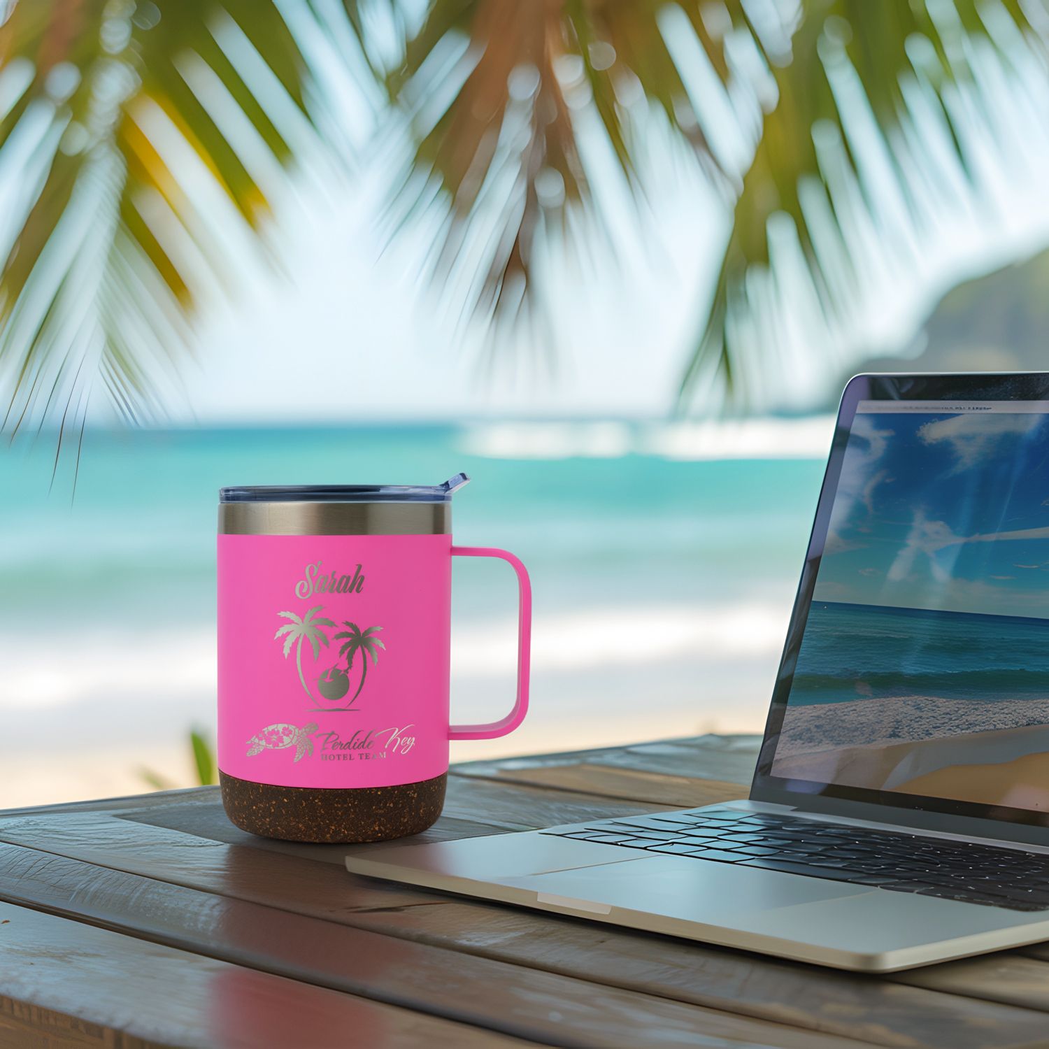 POD CORK BOTTOM STAINLESS BRITE MUG 12 OZ